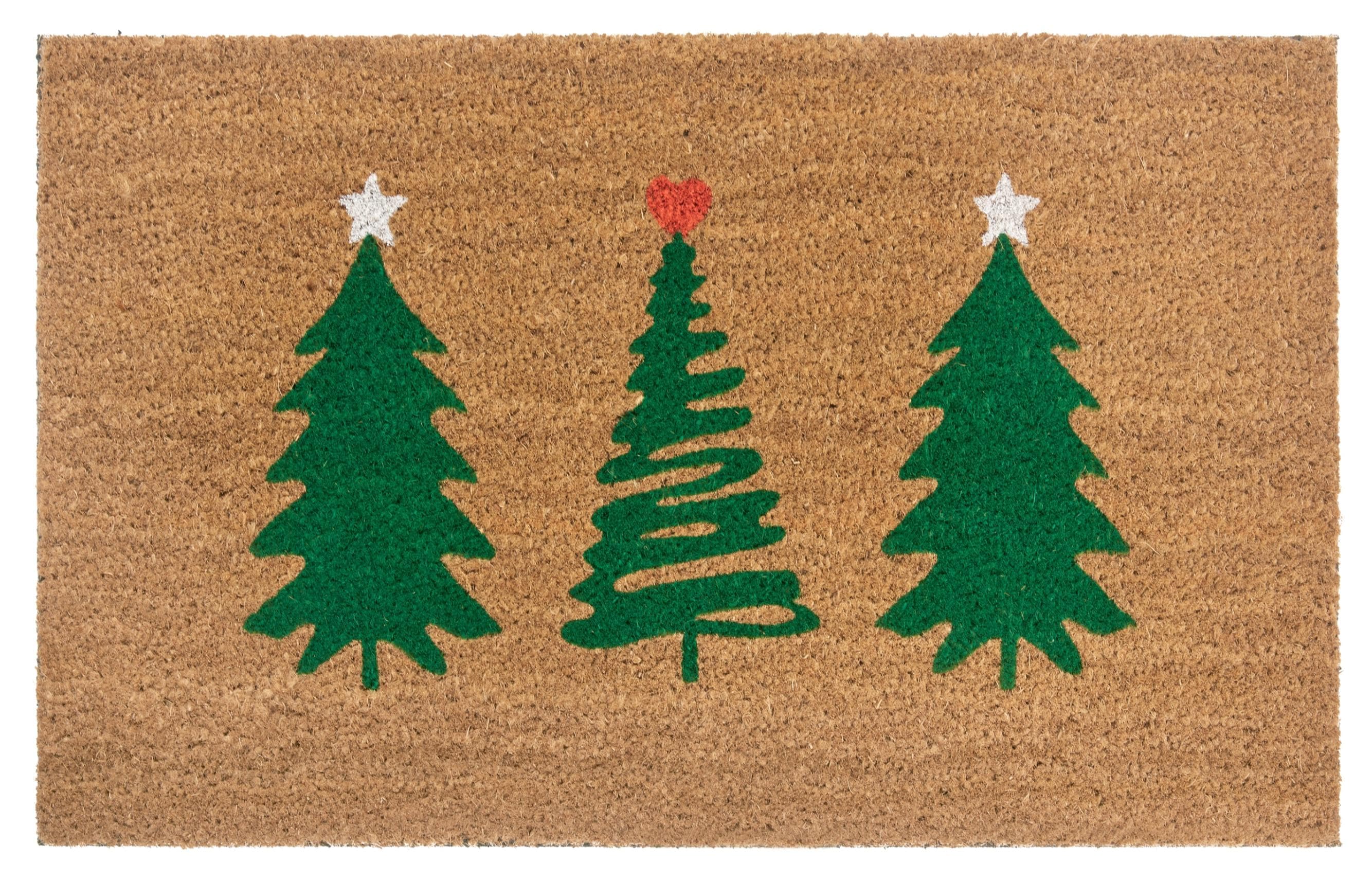 HANSE HOME Fußmatte Mix Mats Kokos Decorated Pine Trees Braun