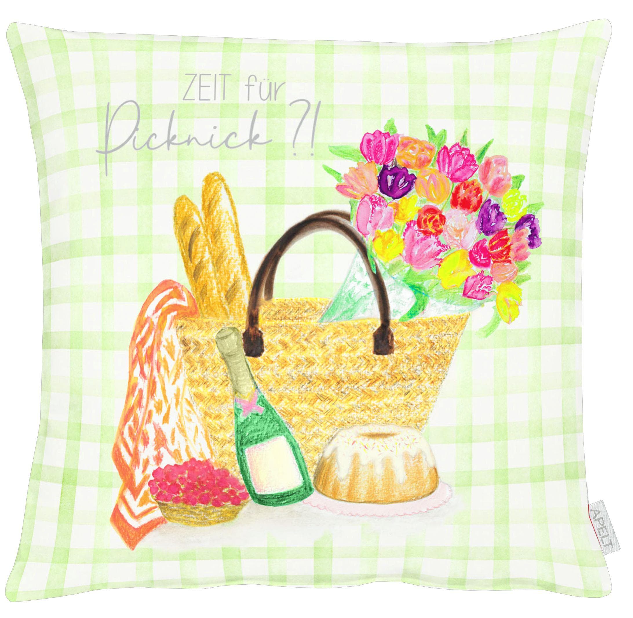 APELT Dekokissen 45x45cm Bunt Grün Gelb Orange Bedruckt