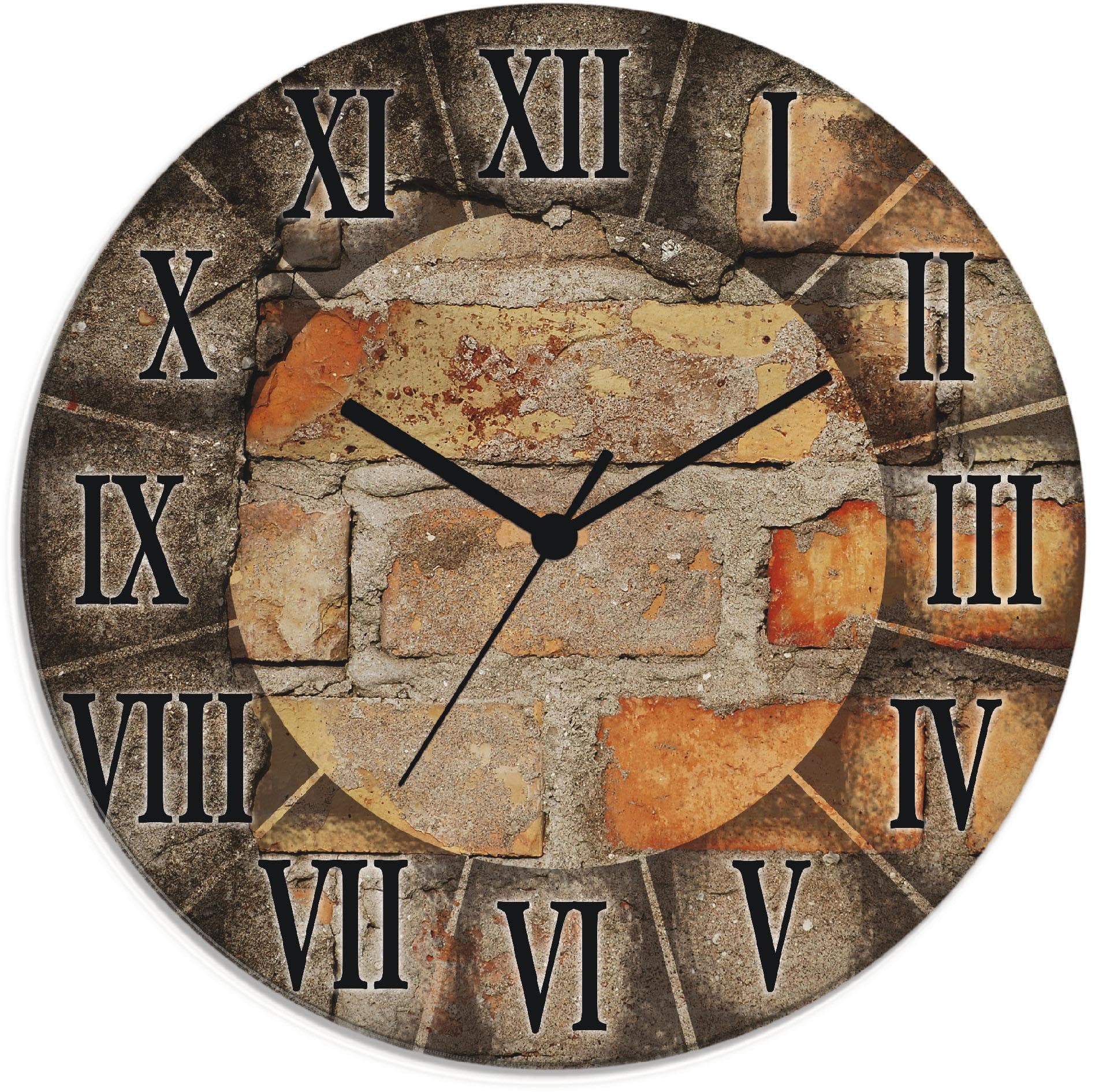 ARTLAND Wanduhr Antike Uhr Braun Glas Funkuhrwerk