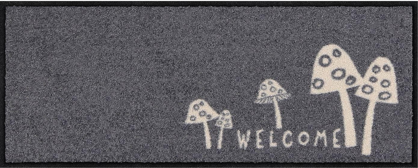 Salonloewe Fußmatte Grau Pilz-Motiv WELCOME