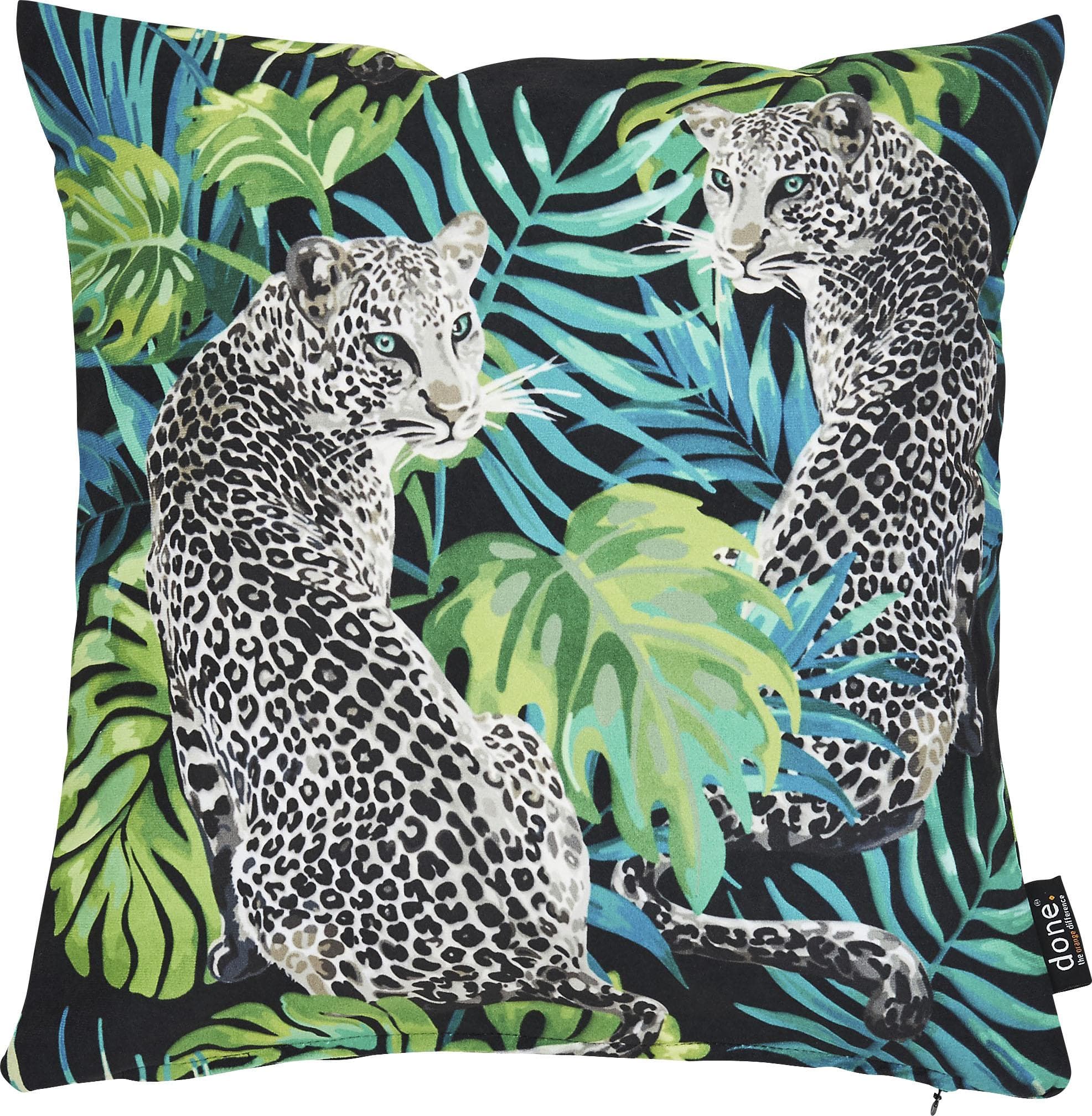 Dekokissen DONE. "Velour Print Leopard" Bunt 65x65cm Polyester