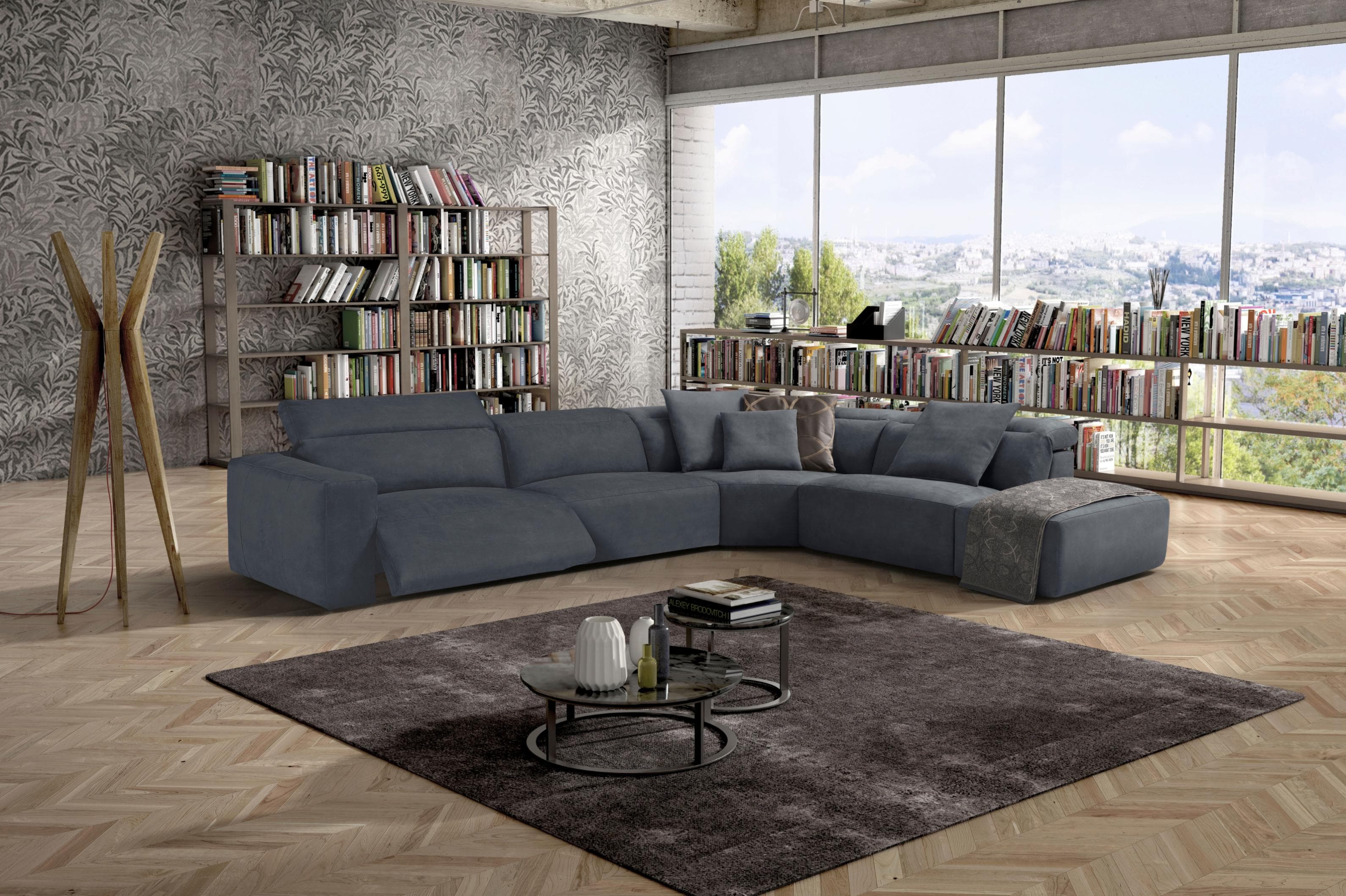 Egoitaliano Ecksofa Beverly Luxus-Microfaser Dunkelgrau