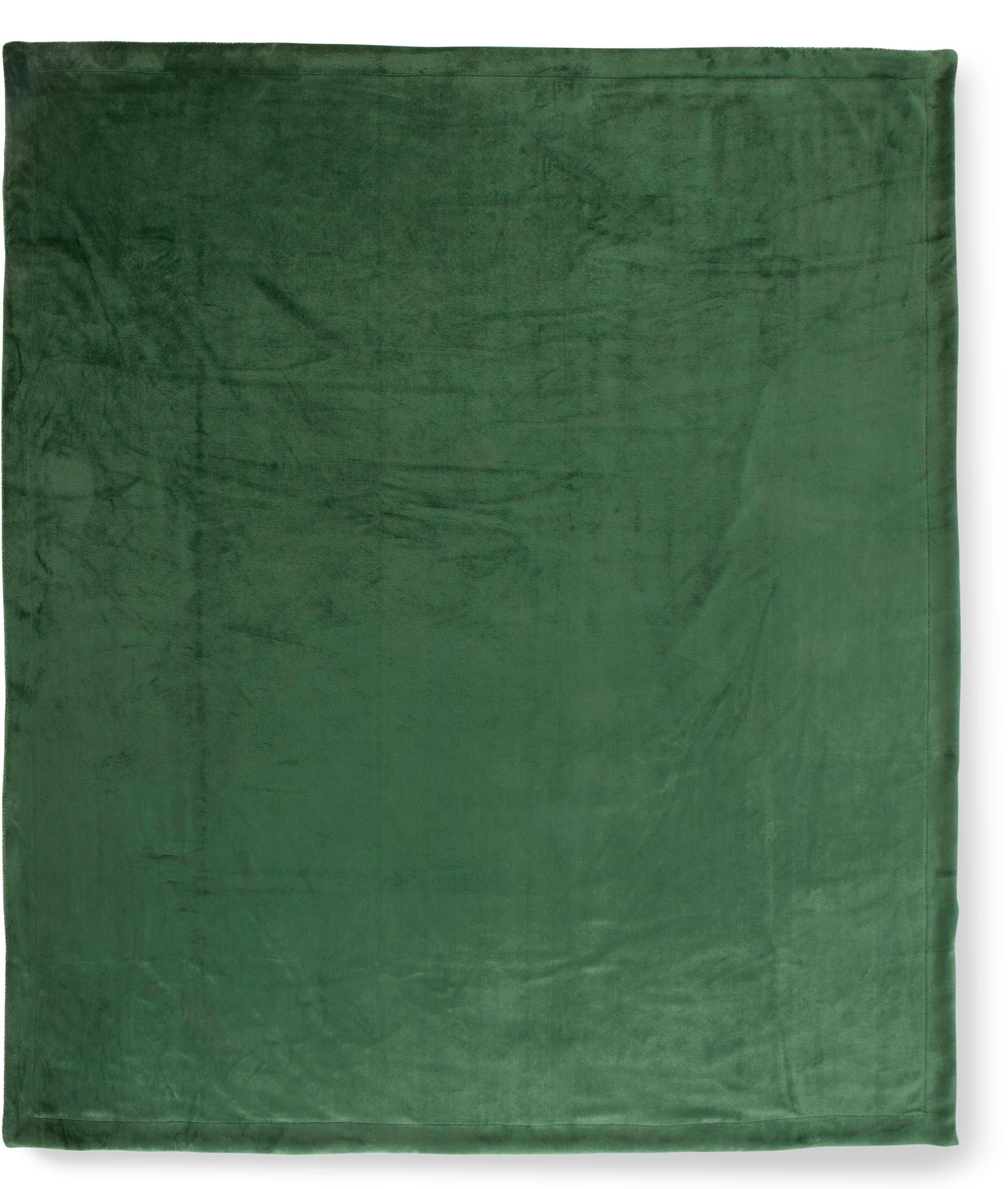 HIP Uni Plaid Dunkelgrün 100% Polyvelvet Kuscheldecke