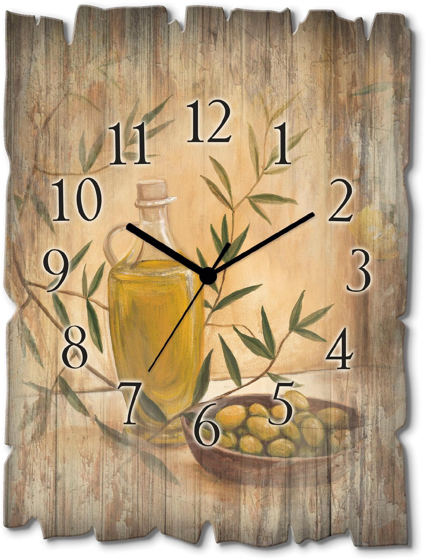 Artland Wanduhr Oliven und Zitronen Beige Natur Vintage