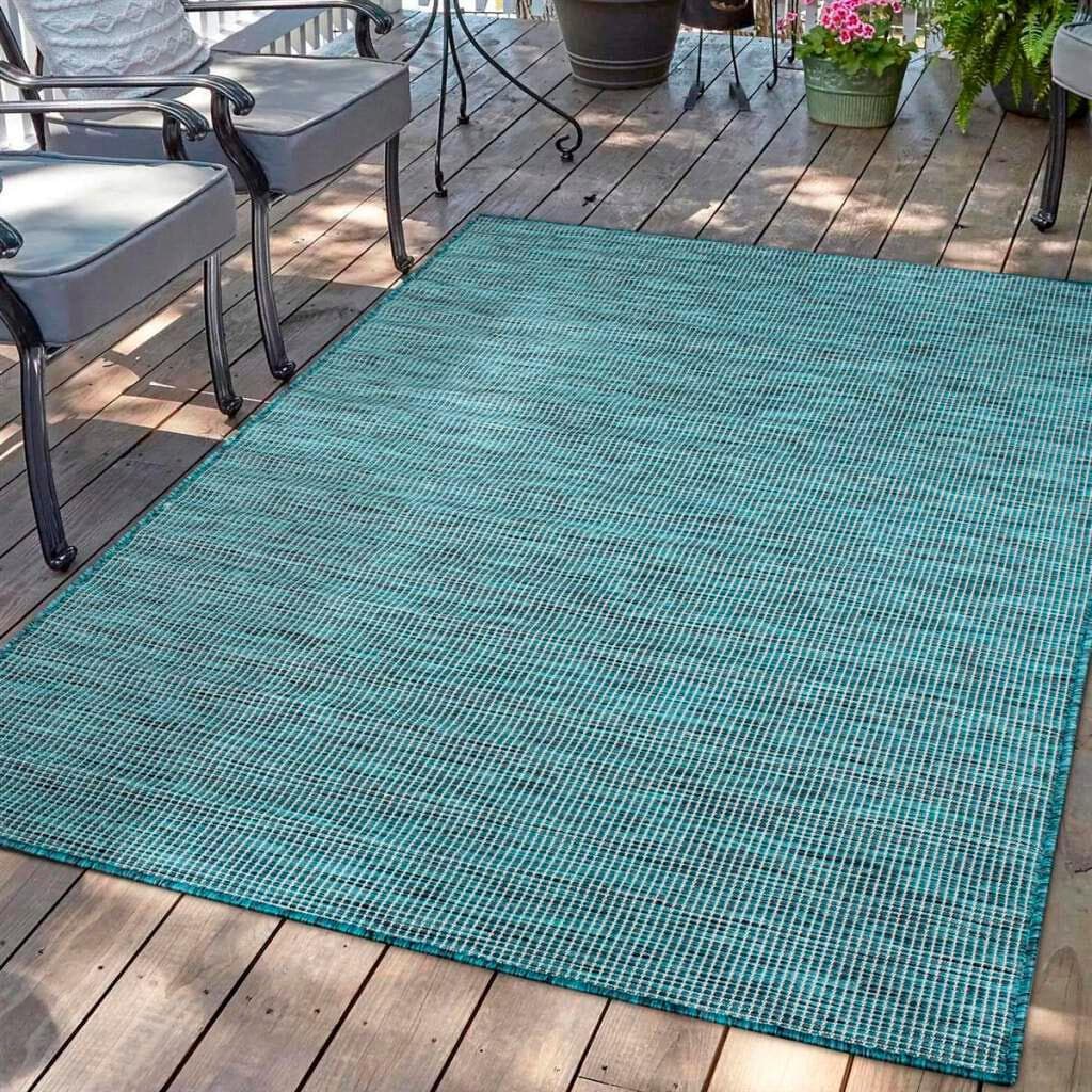 CARPET CITY Outdoorteppich PALM 2778 Blau Polypropylen
