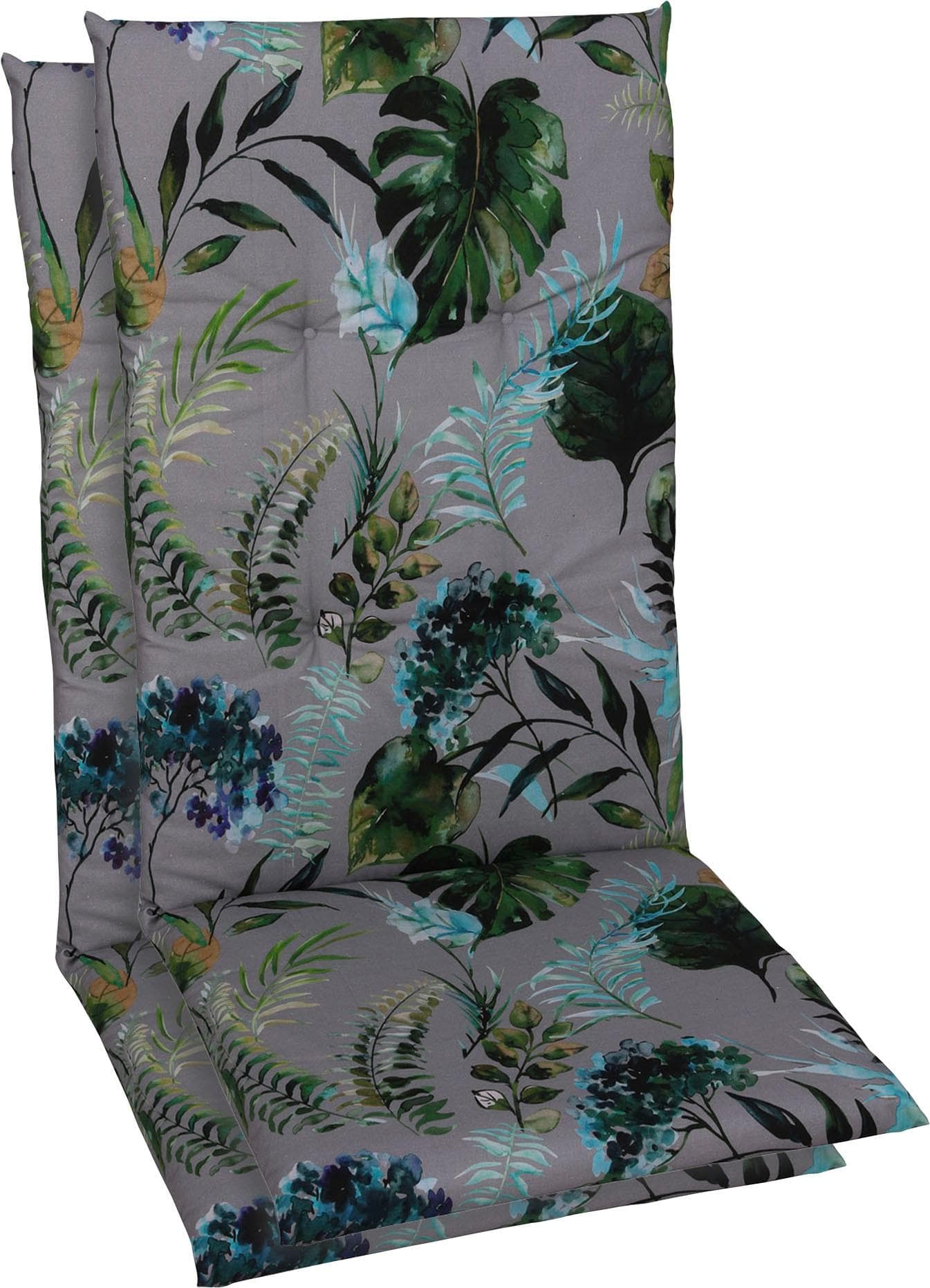 GO-DE Hochlehnerauflage Set Grün/Anthrazit - Komfortable Gartenstuhlauflagen