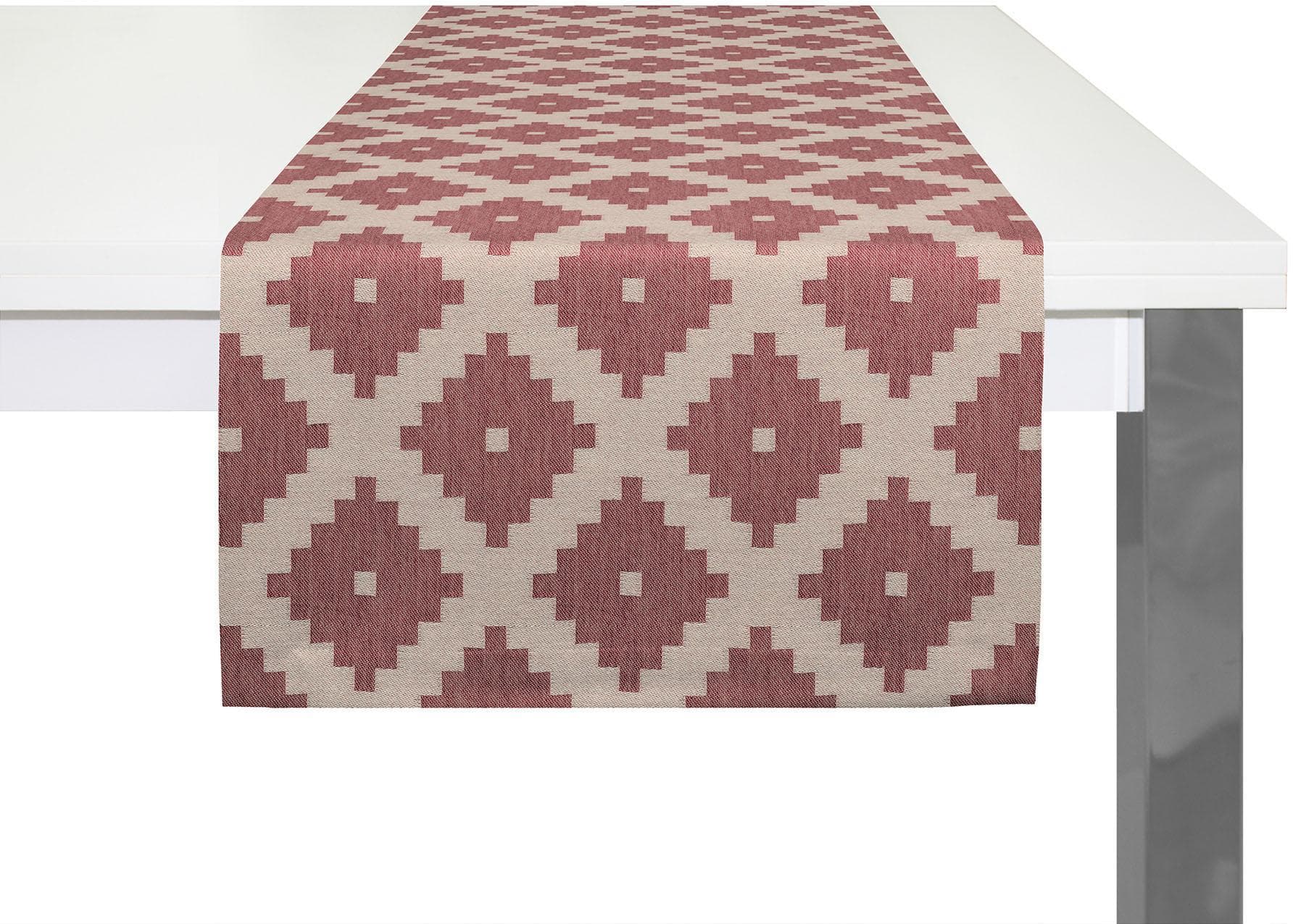 ADAM Tischläufer Maroccan Shiraz Cherryrot Bio-Baumwolle Jacquard
