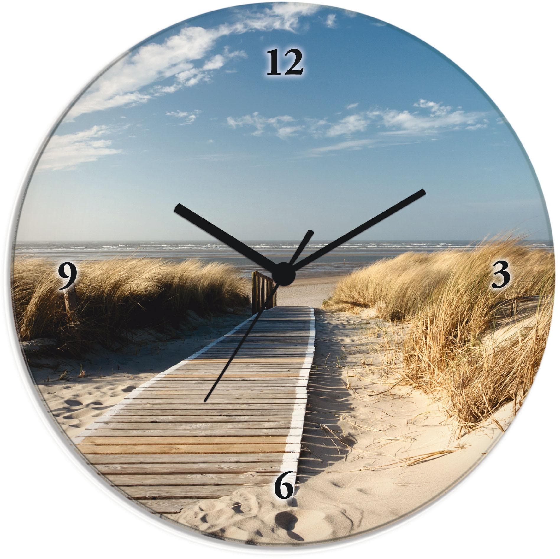 ARTLAND Wanduhr Nordseestrand Langeoog Glas Beige Funk/Quarz