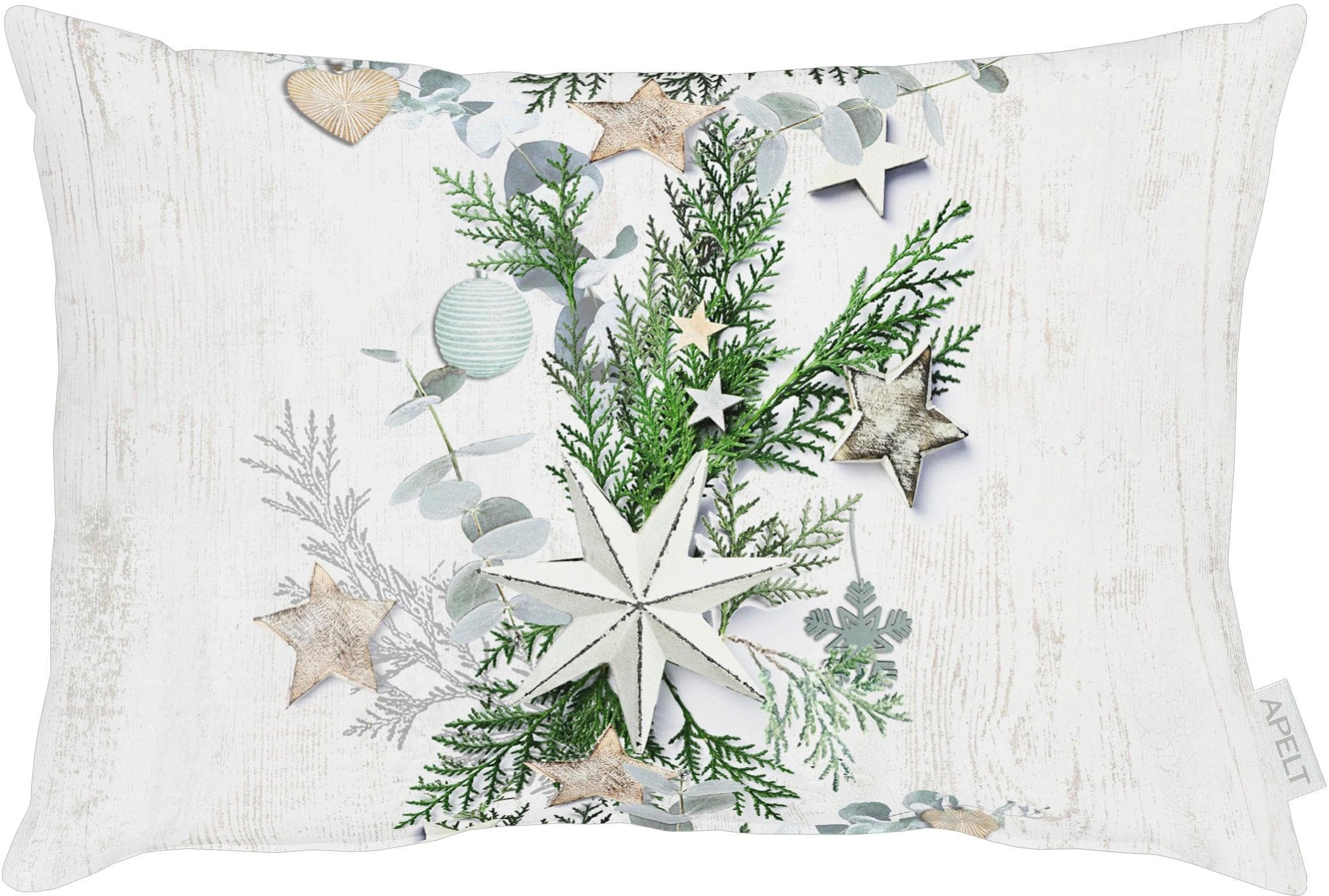 APELT Dekokissen Wintermotiv Grün/Weiß 50x35cm