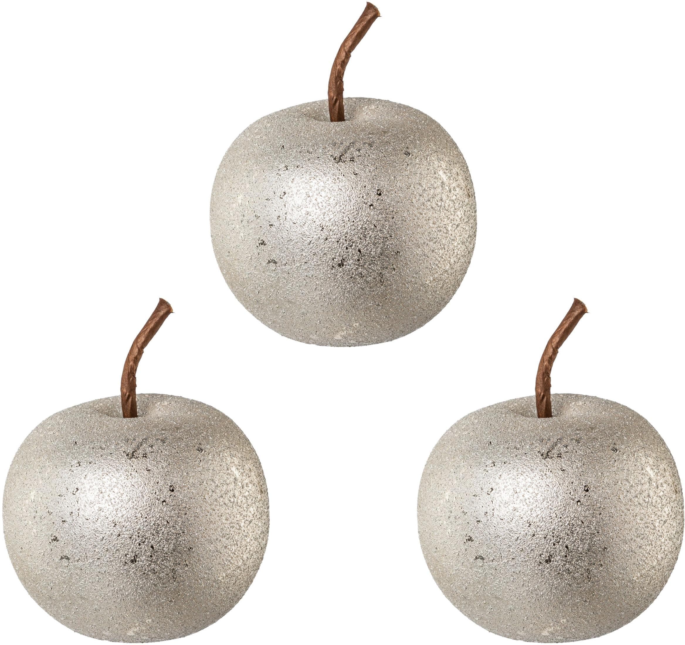 CREATIV DECO Weihnachtsdeko Dekofigur 3er Set Gold Keramik Glitzer