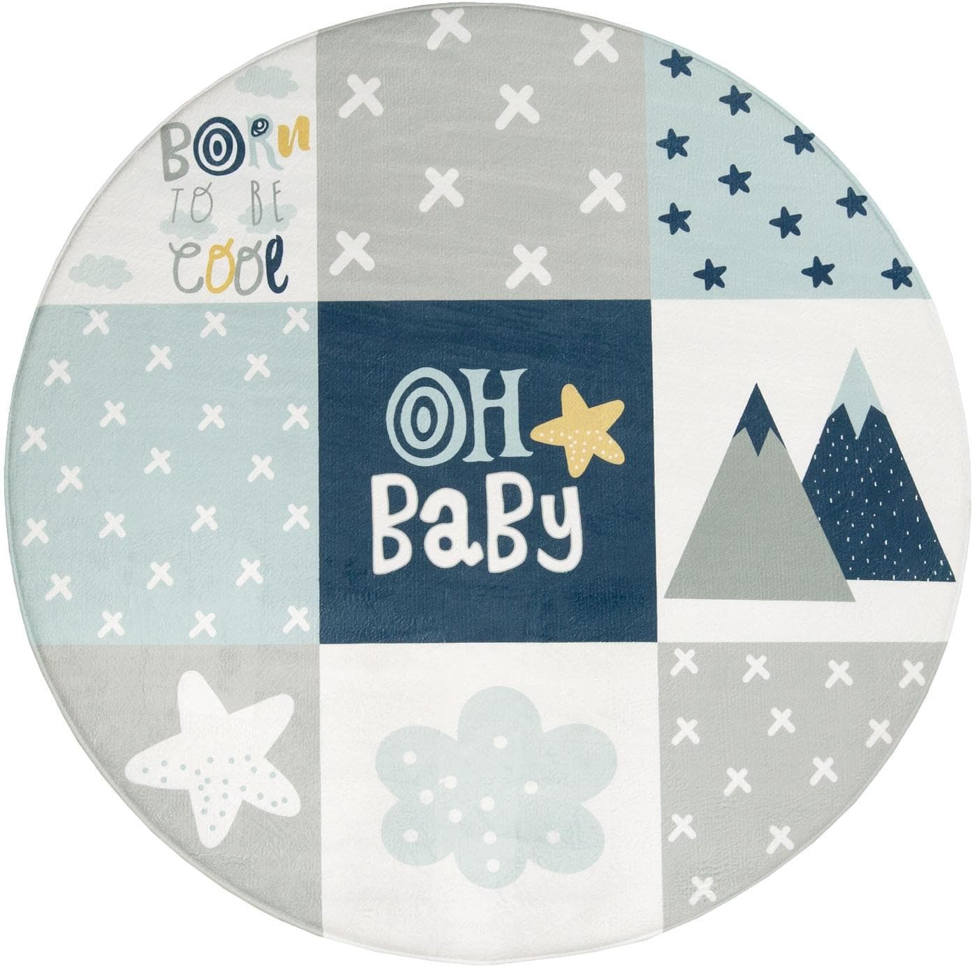 PACO HOME Kinderteppich Chicos 554 Blau Rund 120cm Polyester