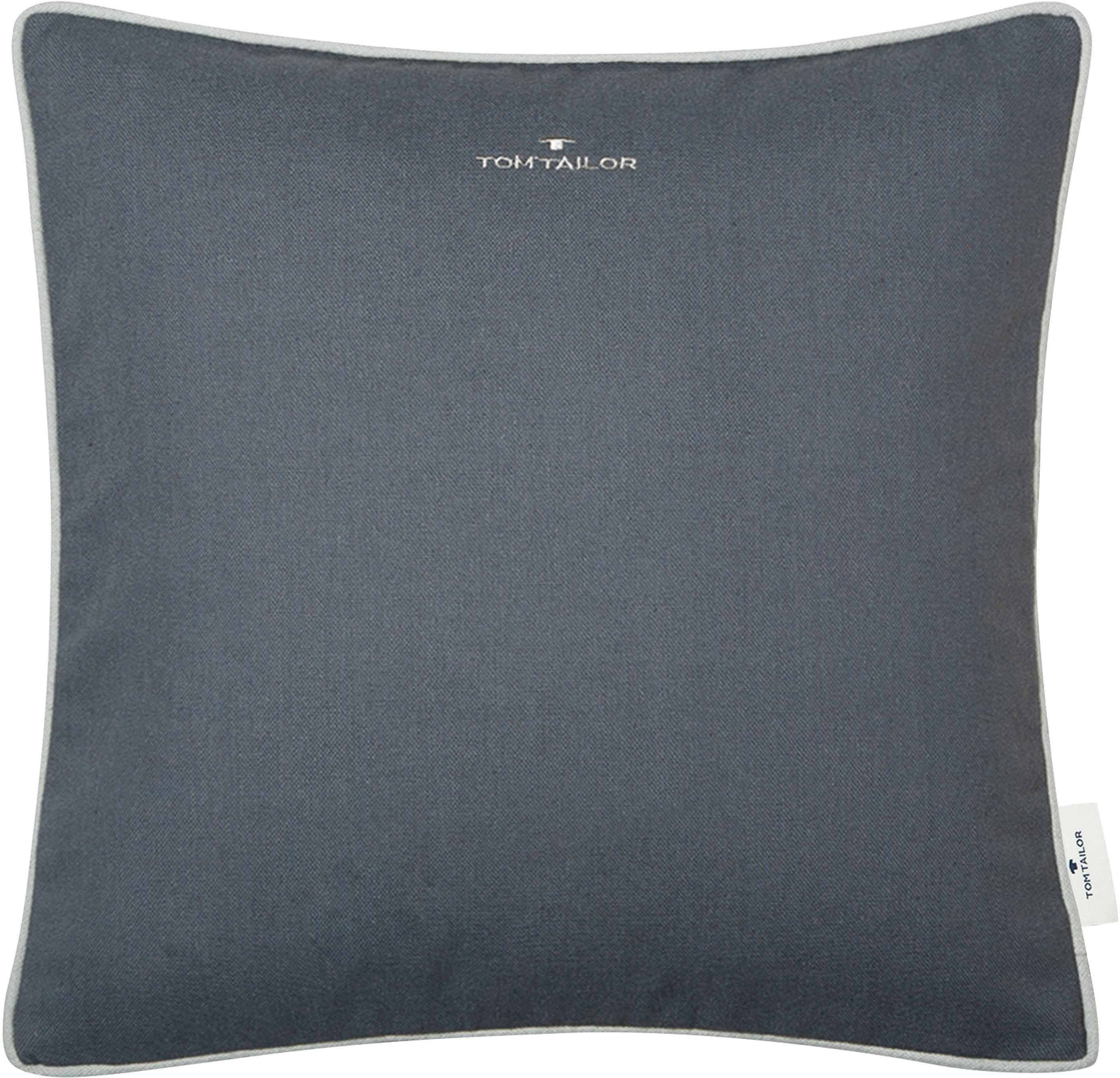 TOM TAILOR HOME Kissenhülle Dove Signature Grau mit Paspel