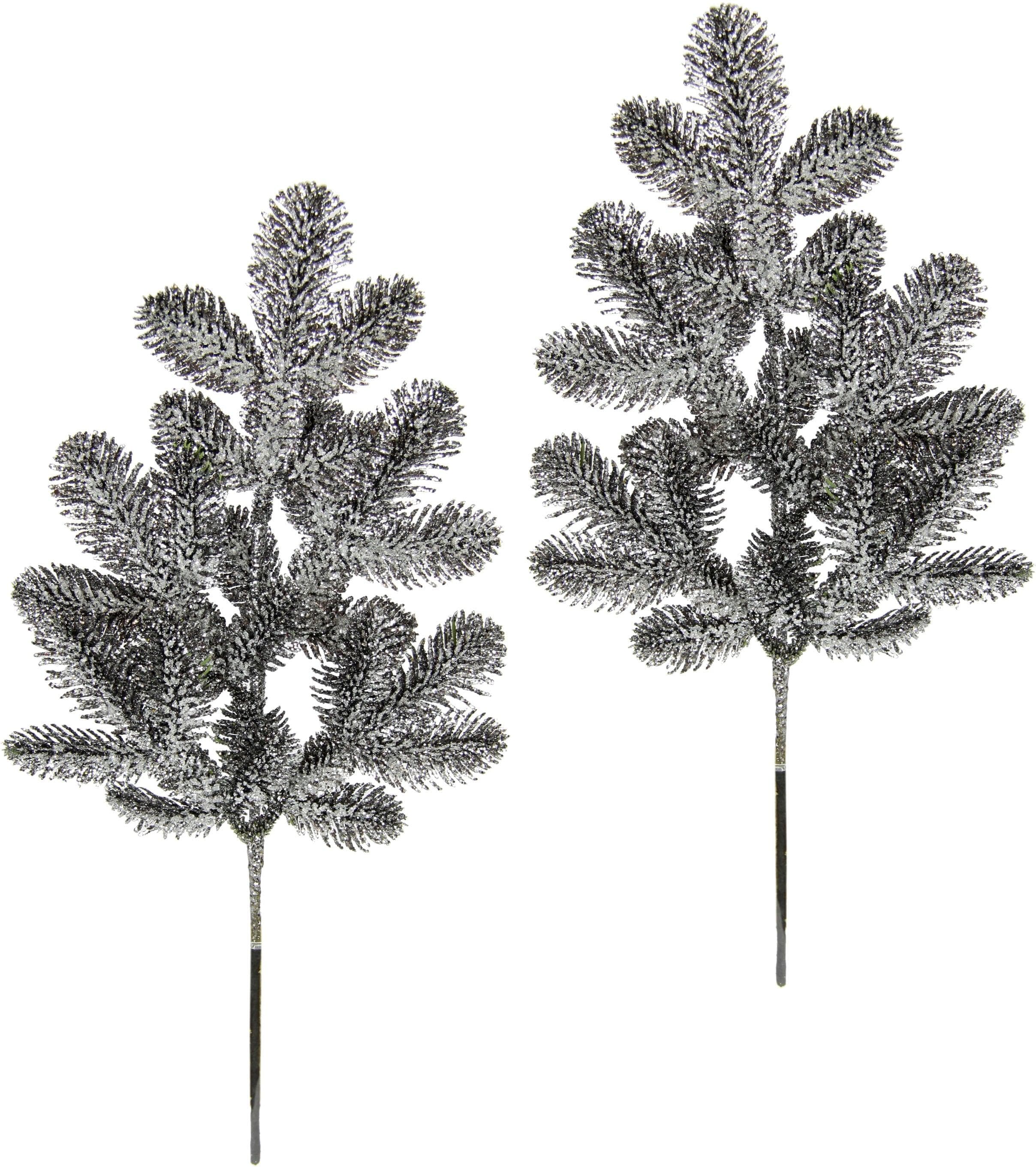 I.GE.A. Kunstzweig mit Glitter Frost-Optik Schwarz 2er Set