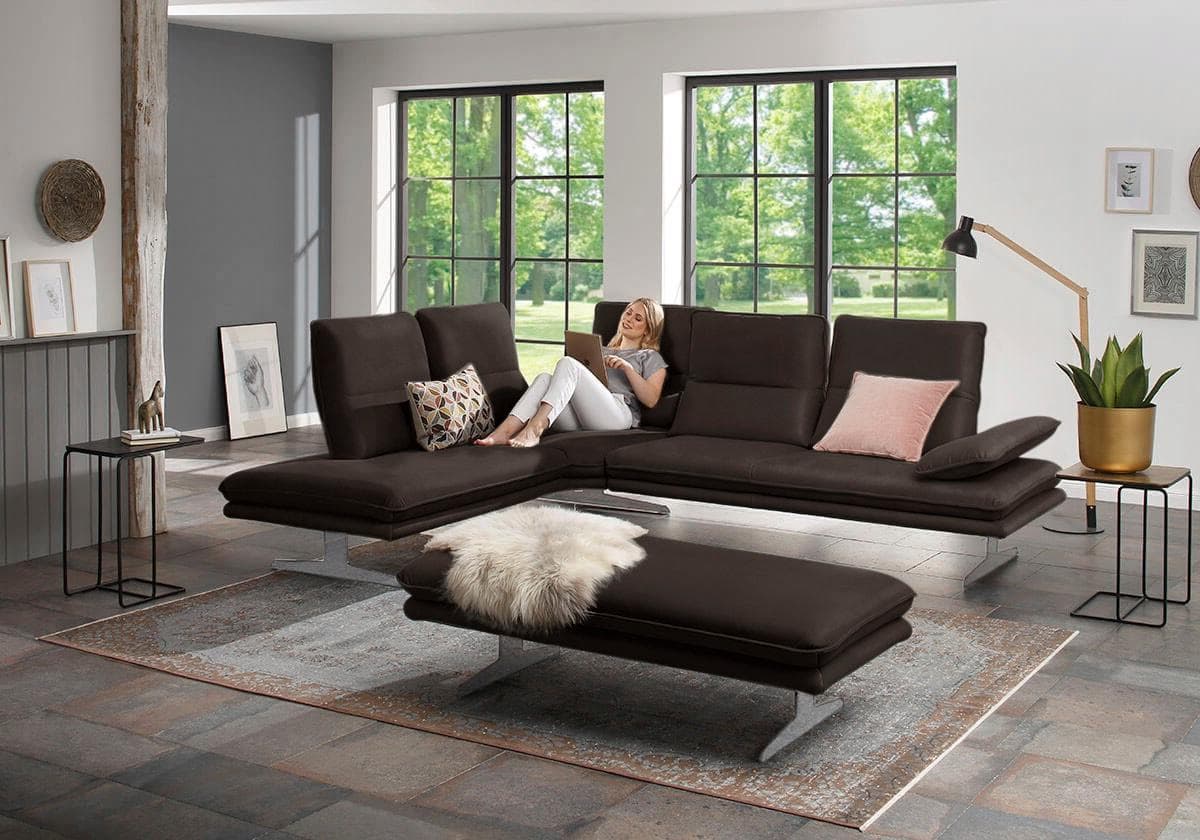 W.SCHILLIG Ecksofa Broadway Braun Modern Chrom