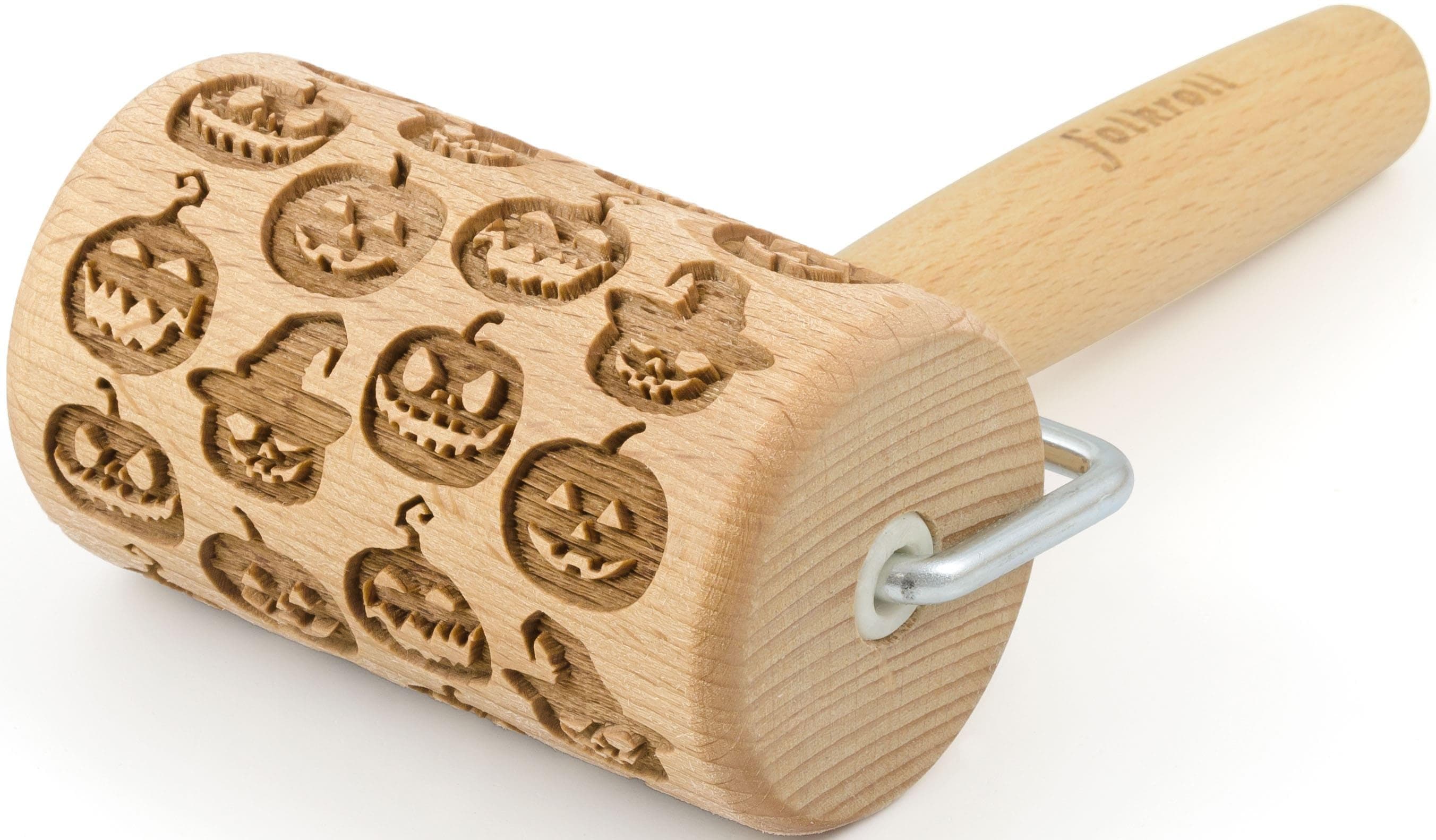 Teigroller FOLKROLL 3D-Motiv-Teigrolle braun Massivholz