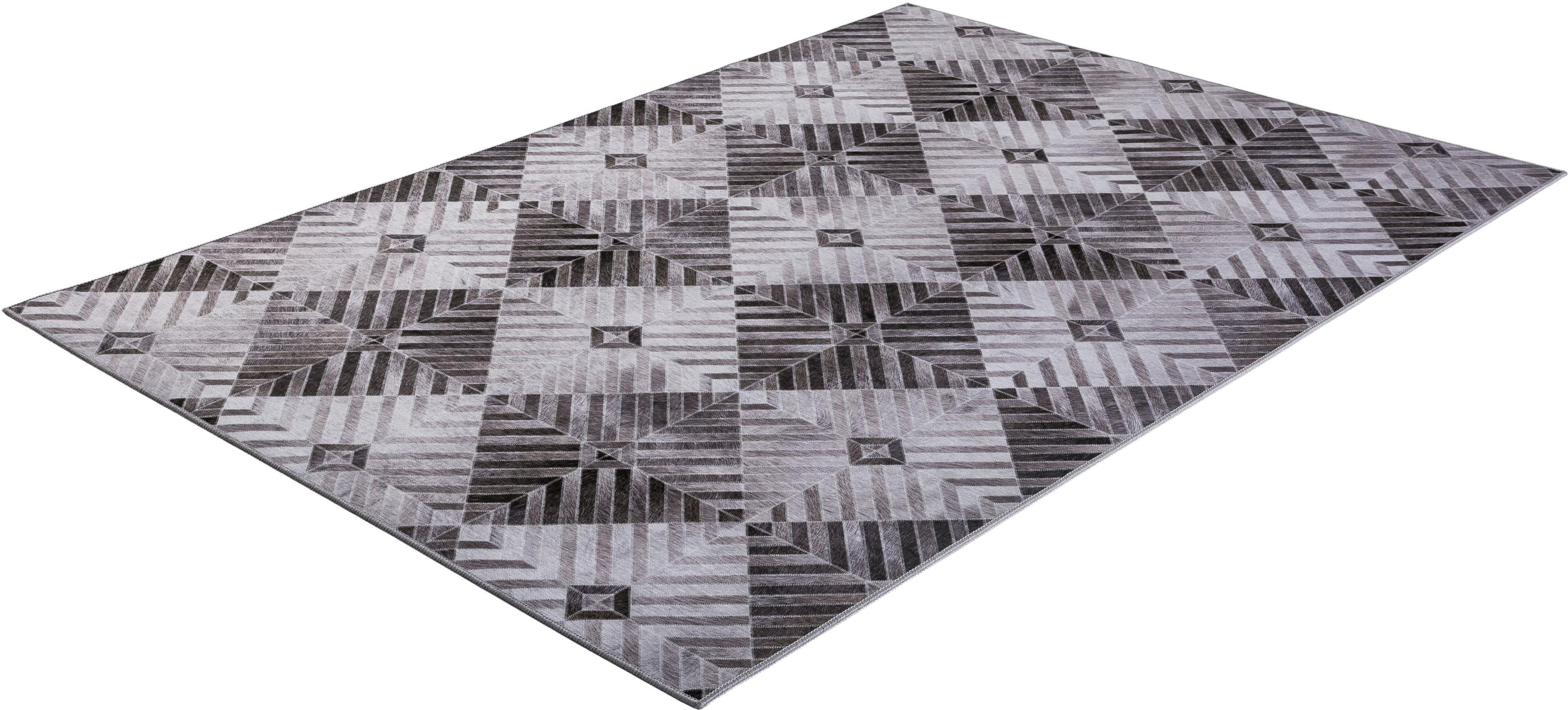 Beiger Patchwork-Teppich aus Kunstfaser und Polyester