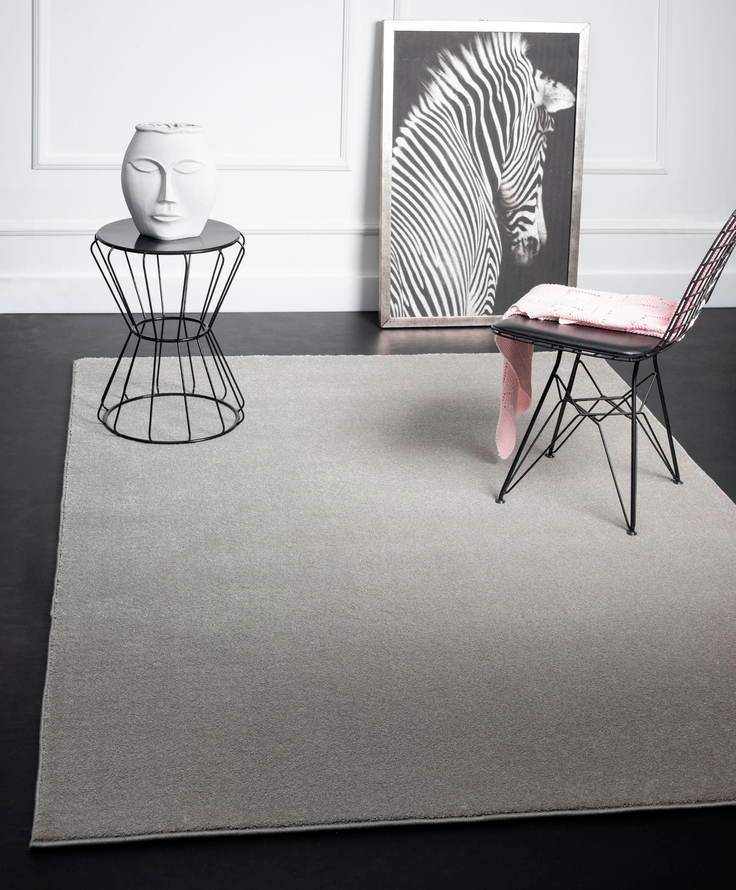 Teppich Montana Silber Kurzflor Kunstfaser