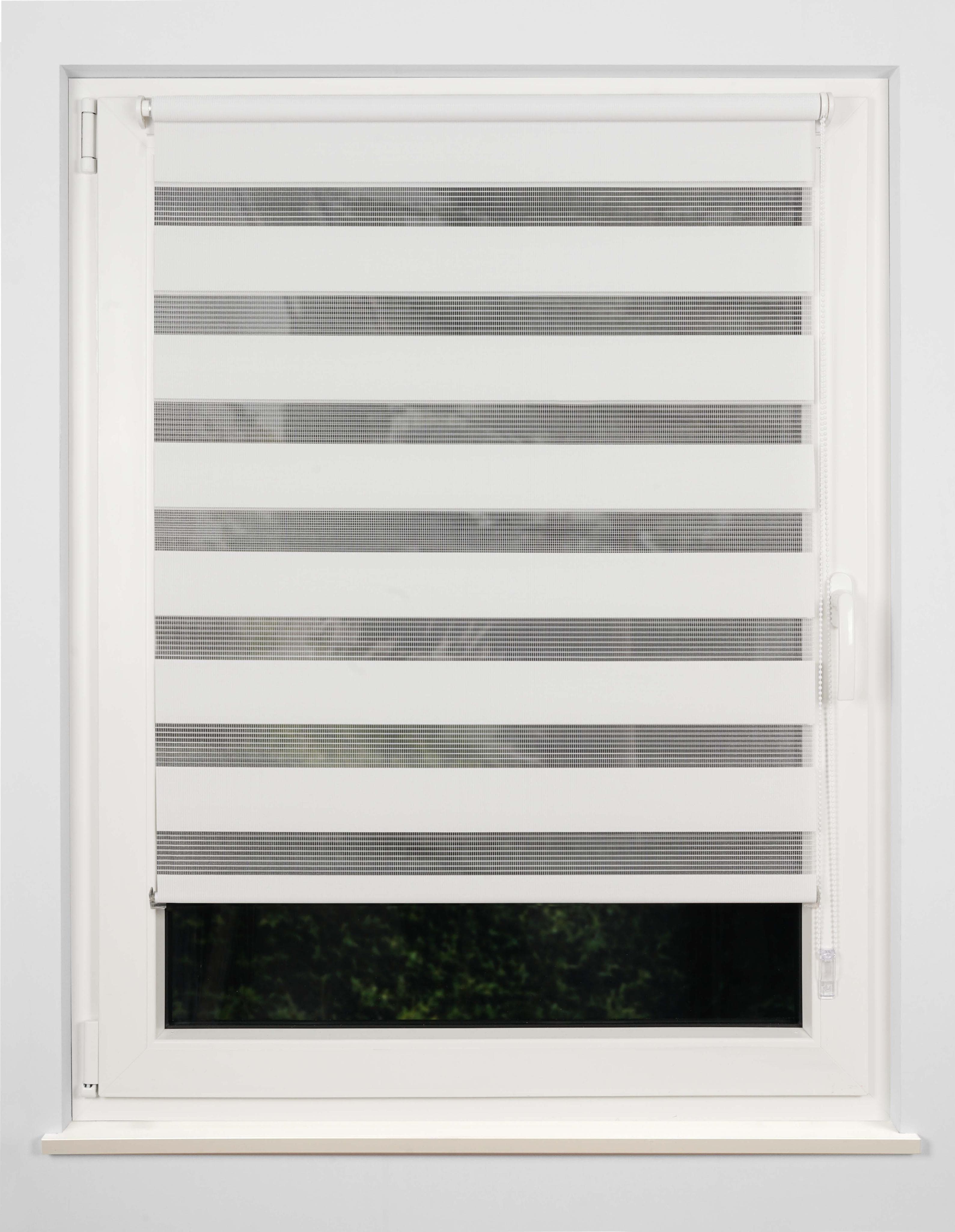 Doppelrollo JUST Weiß von mydeco: Halbtransparenter Sichtschutz ohne Bohren