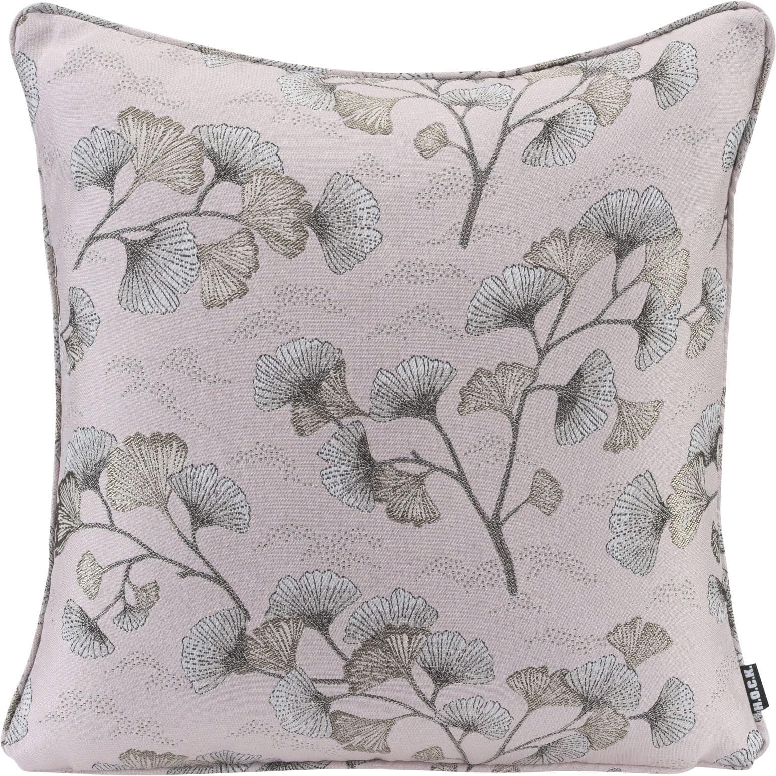H.O.C.K. Dekokissen Gingko Rosa Silberfarben Geblümt