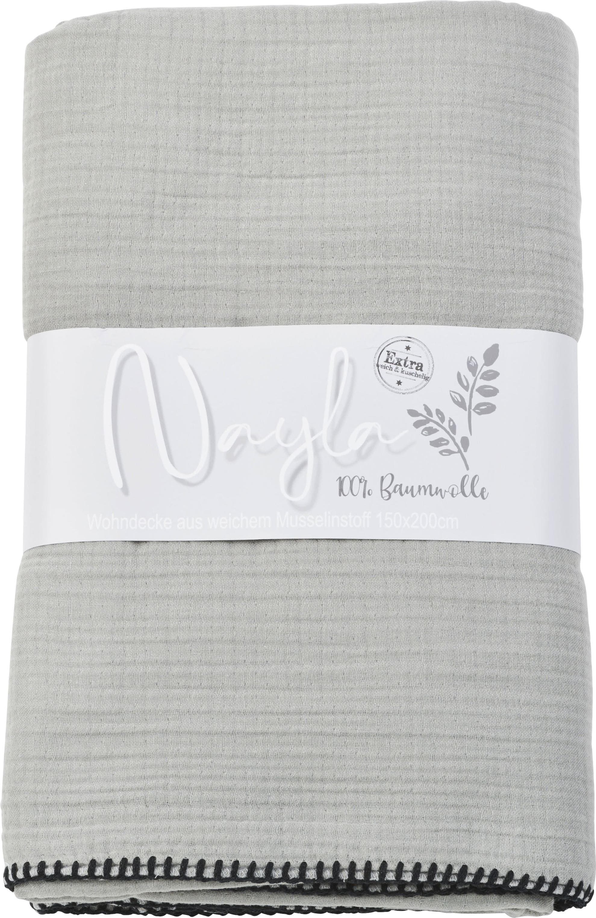 DONE. Wohndecke Nayla Grau 100% Baumwolle Crinkle-Look