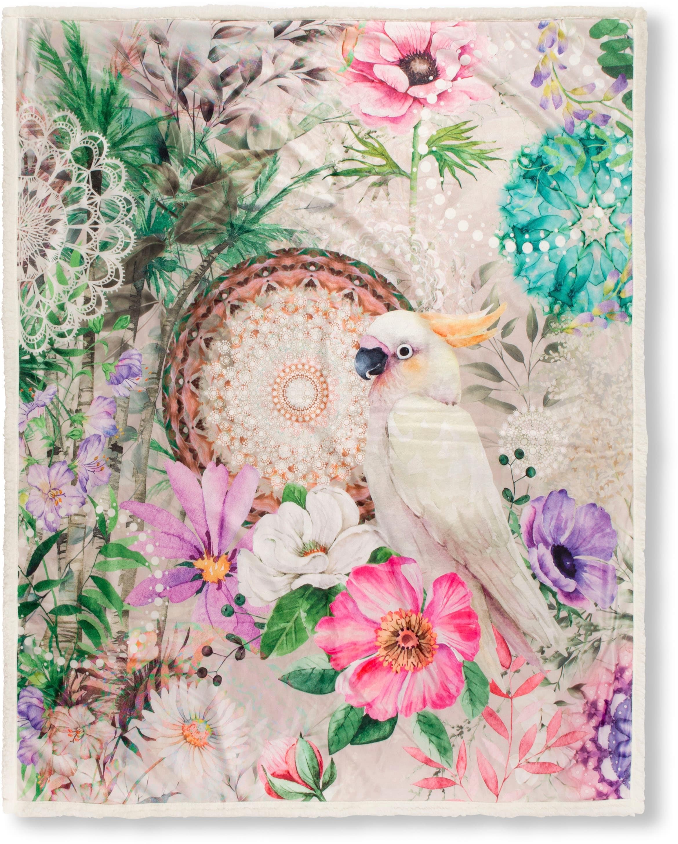 Hip Plaid Indah Kuscheldecke - Tropische Blumenmuster und Wendeoptik