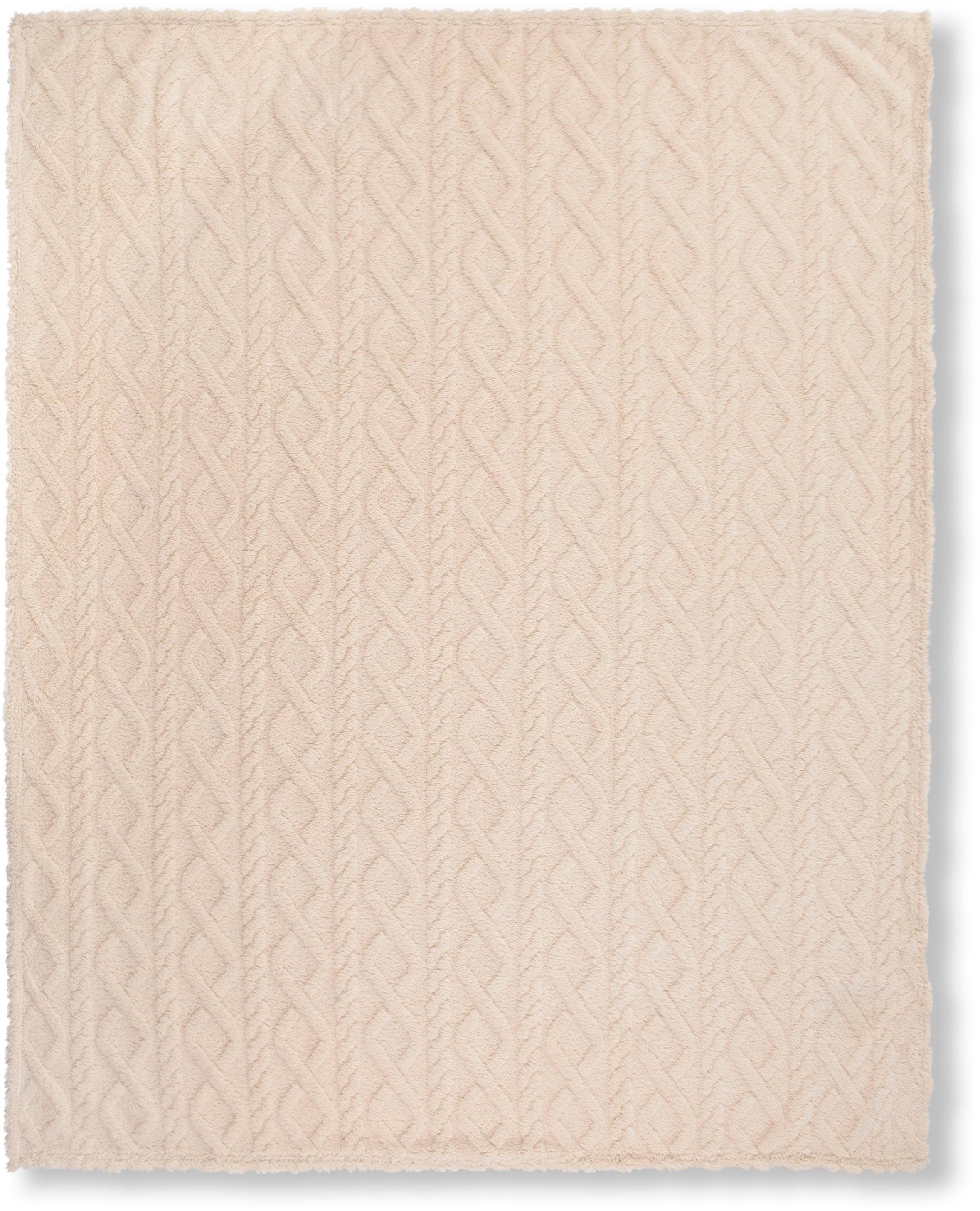 Descanso Jacquard Teddy Wohndecke Beige Kuscheldecke