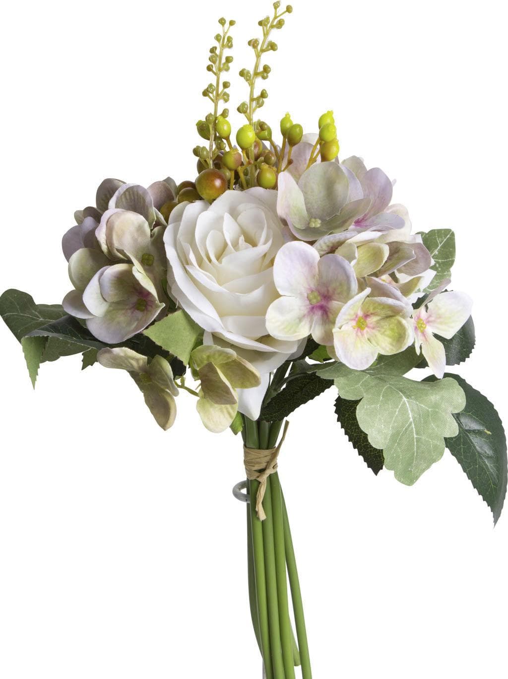 Kunstblume BOTANIC-HAUS Rosen-Hortensienstrauß Beige Creme