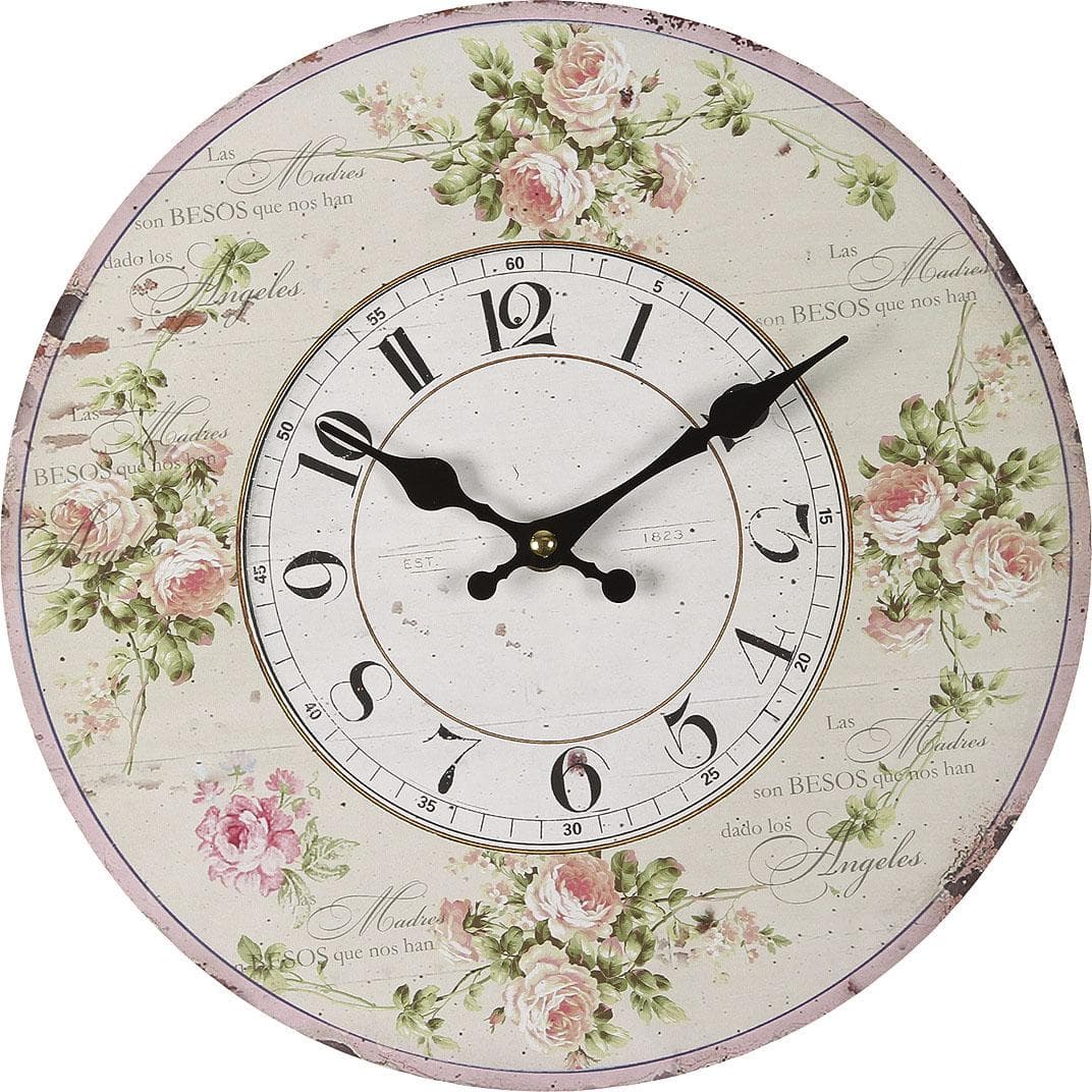 AMBIENTE HAUS Rosen Wanduhr 28cm Bunt MDF