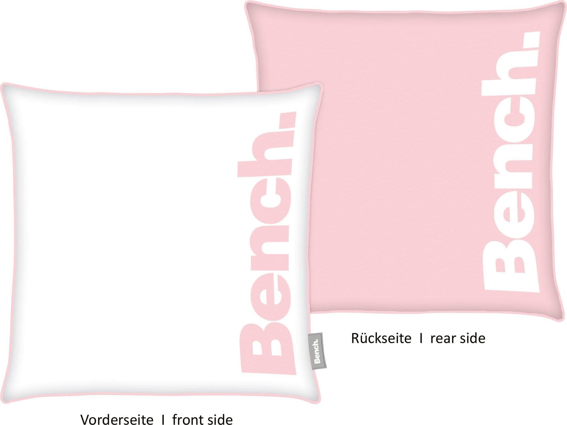 Bench Dekokissen Rosa 50x50 cm Wendekissen mit Schriftzug