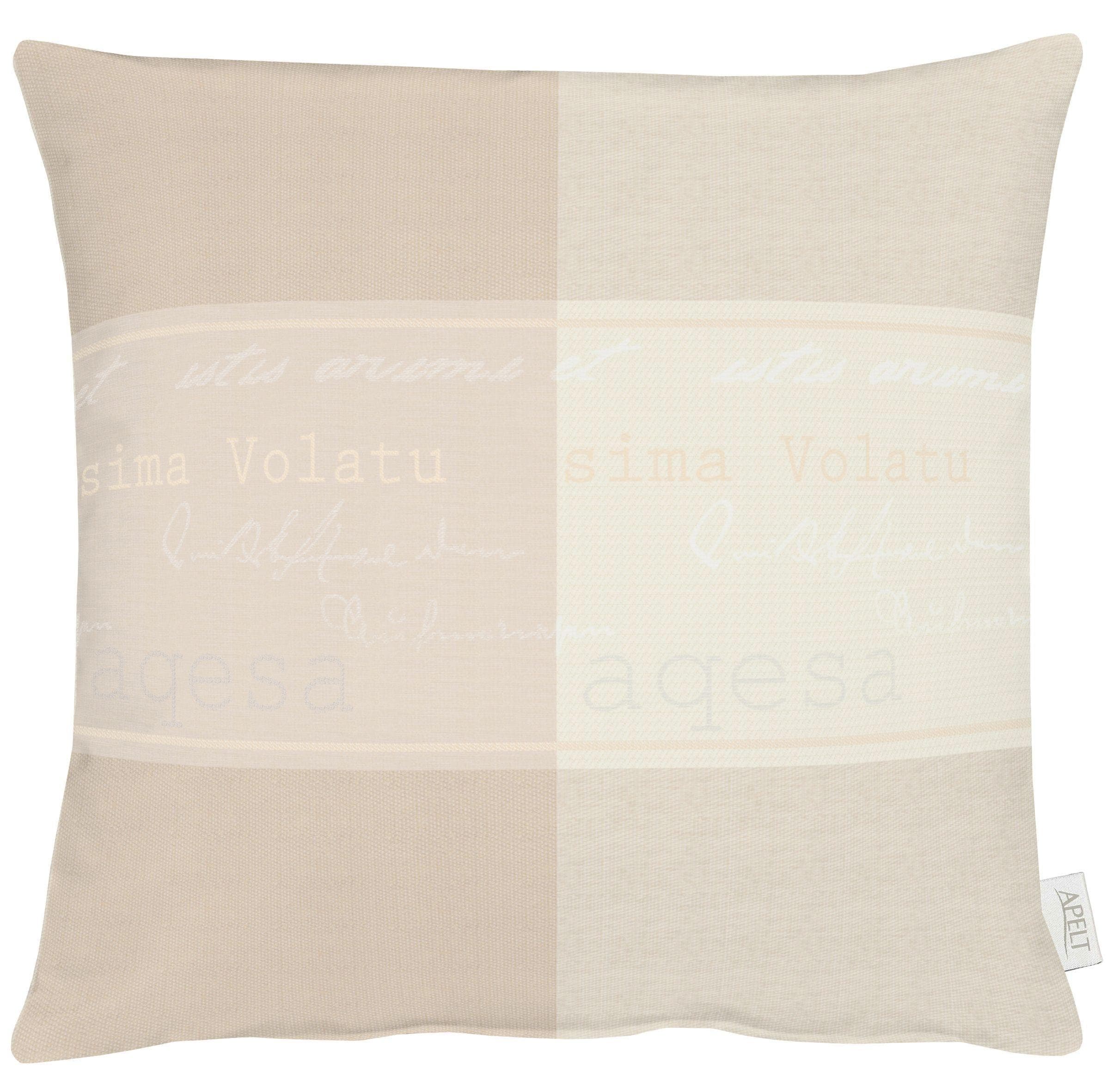 APELT Dekokissen Tarent Beige Schriftzüge 45x45 cm