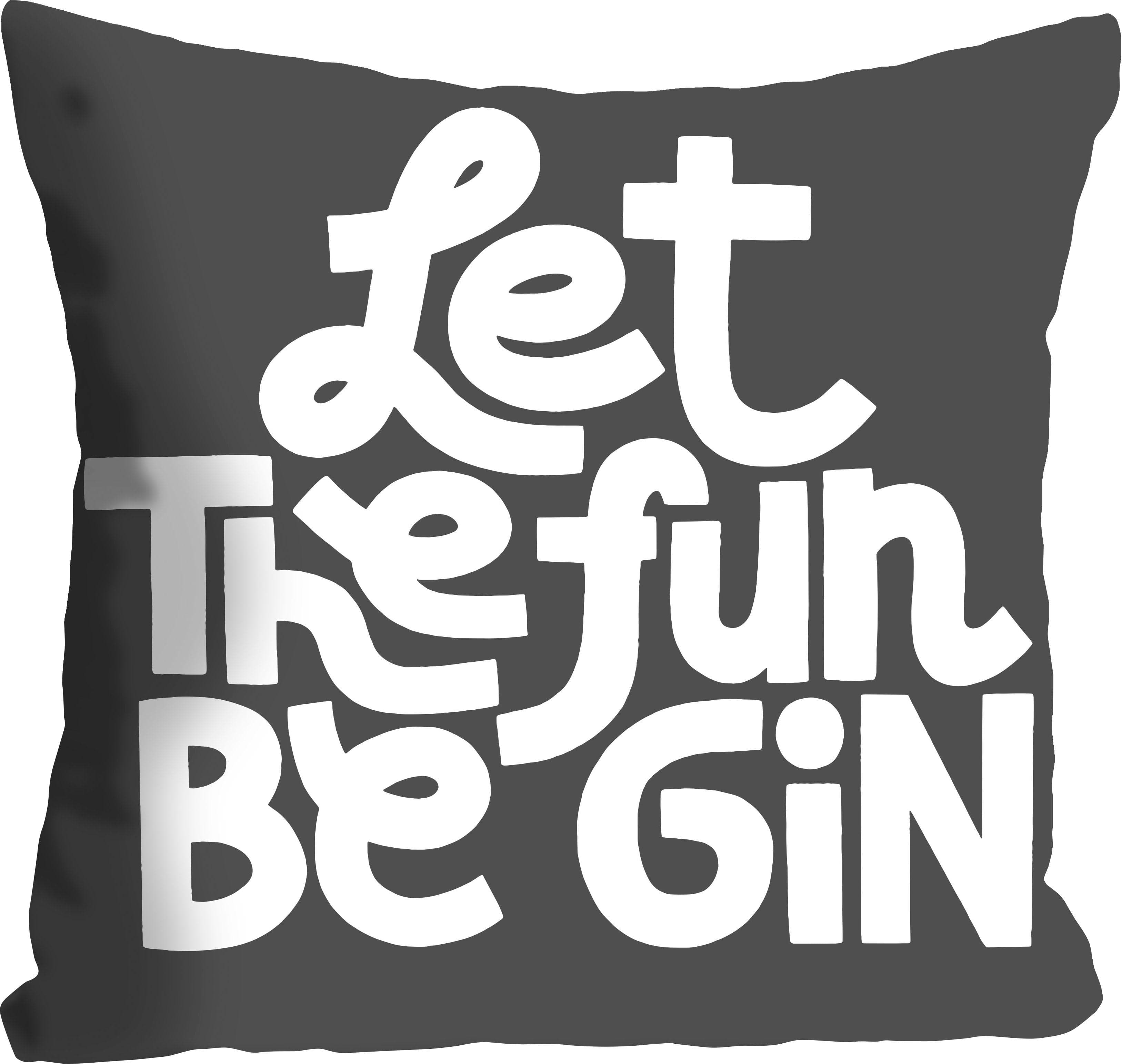 Dekokissen QUEENCE "LET THE FUN BE GIN" Grau