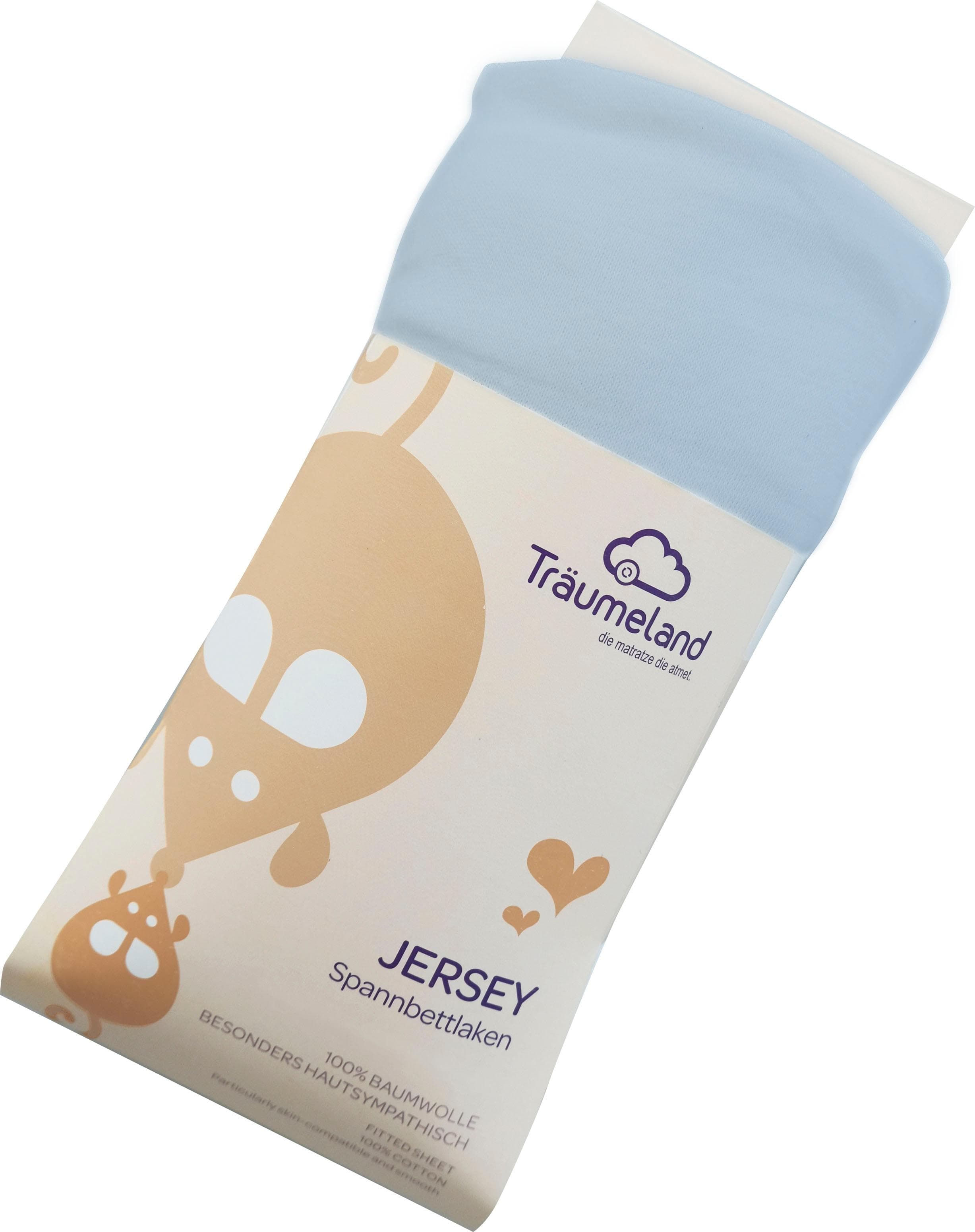 TRÄUMELAND Spannbetttuch Jersey Hellblau 100% Baumwolle Baby
