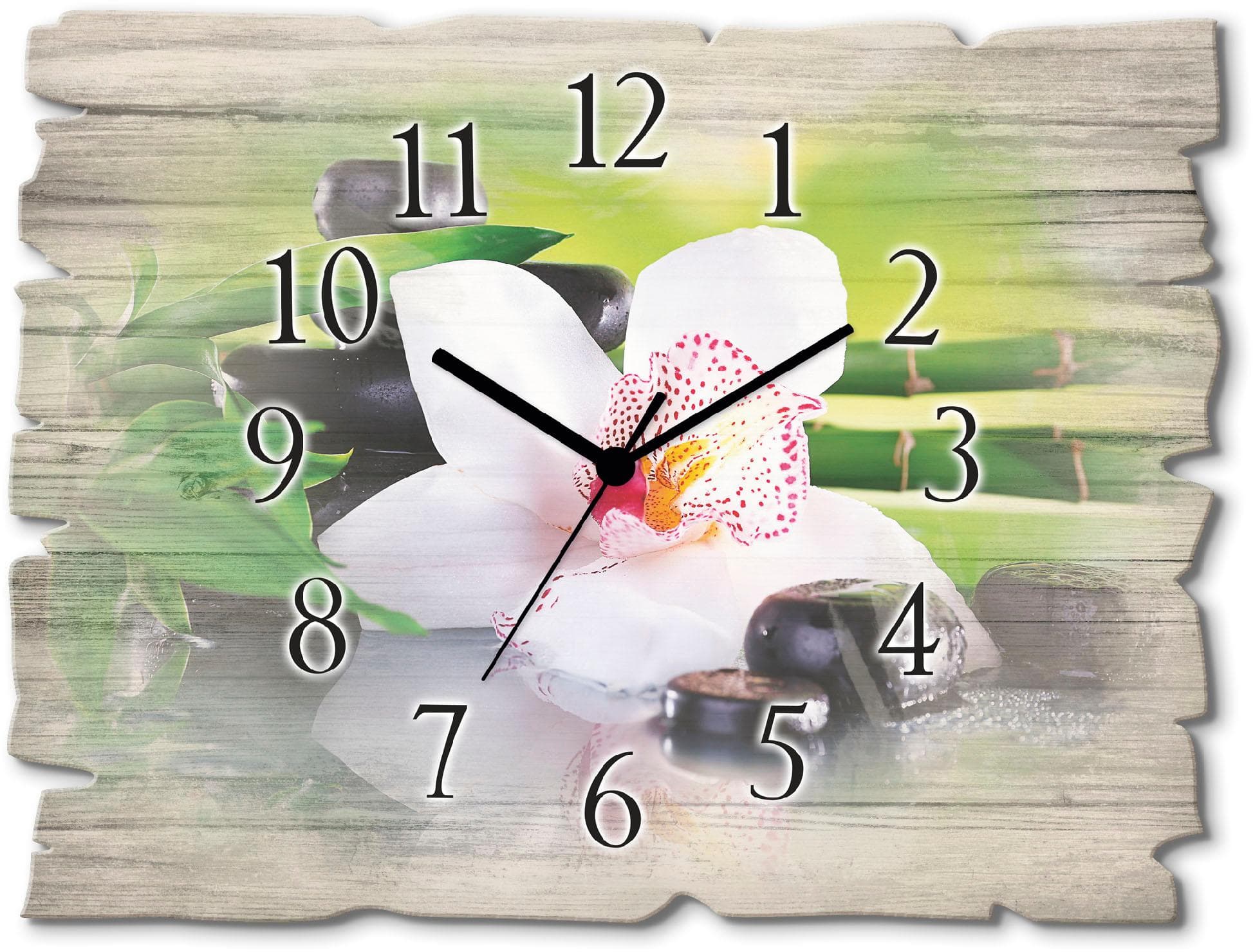 Artland Wanduhr Spa Steine Bambus Orchidee - Lautlos & Design