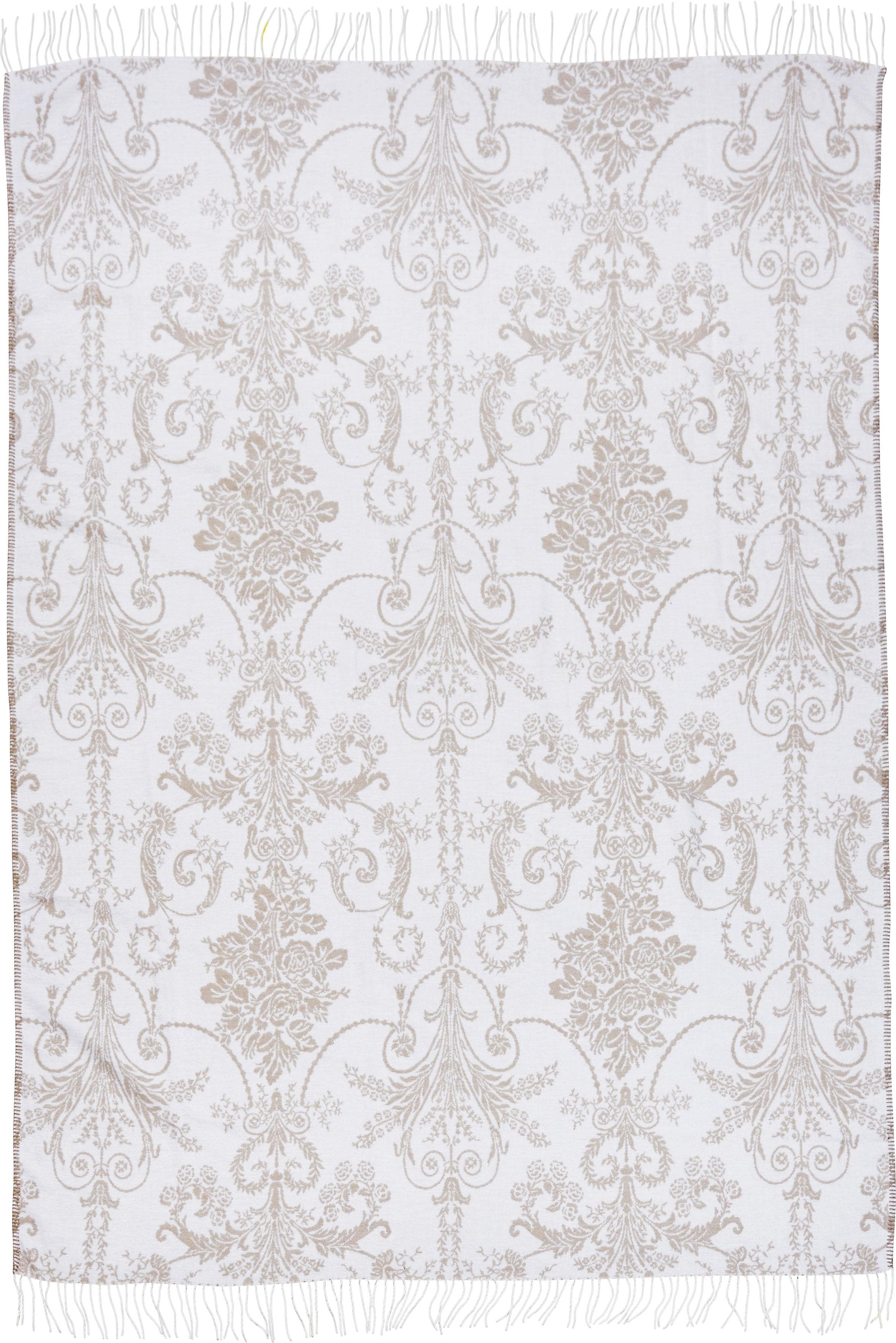 Wohndecke DONE. "Poppy" Beige 150x200cm Baumwolle Ornamentale Decke