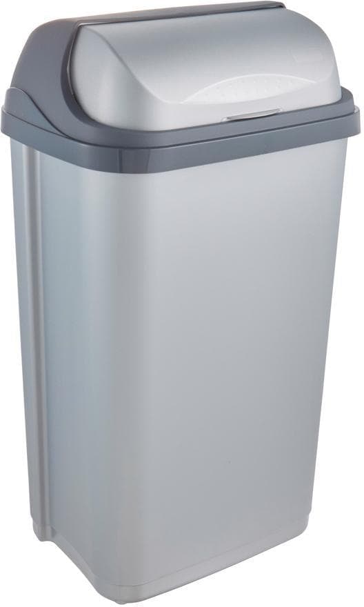 KEEEPER Mülleimer „rasmus“ 50 Liter Rolldeckel Silber Kunststoff
