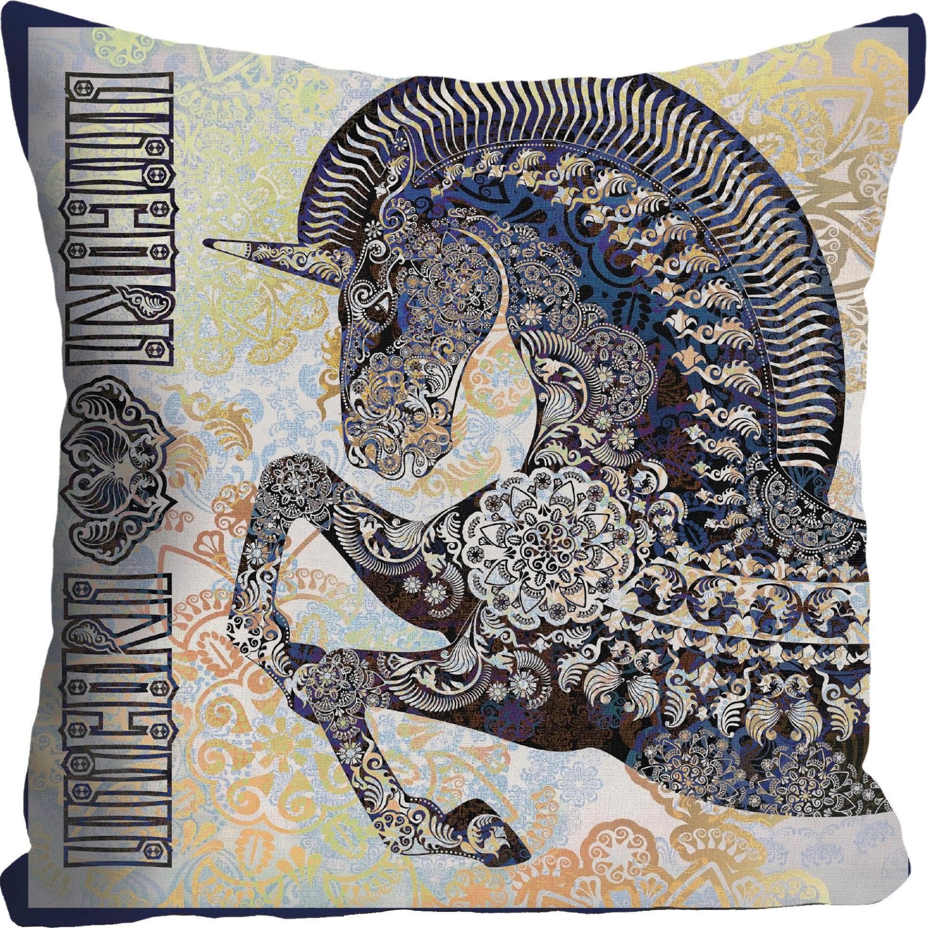 Queence Einhorn Dekokissen Hülle - Mystisches Design, OEKO-TEX® Zertifiziert