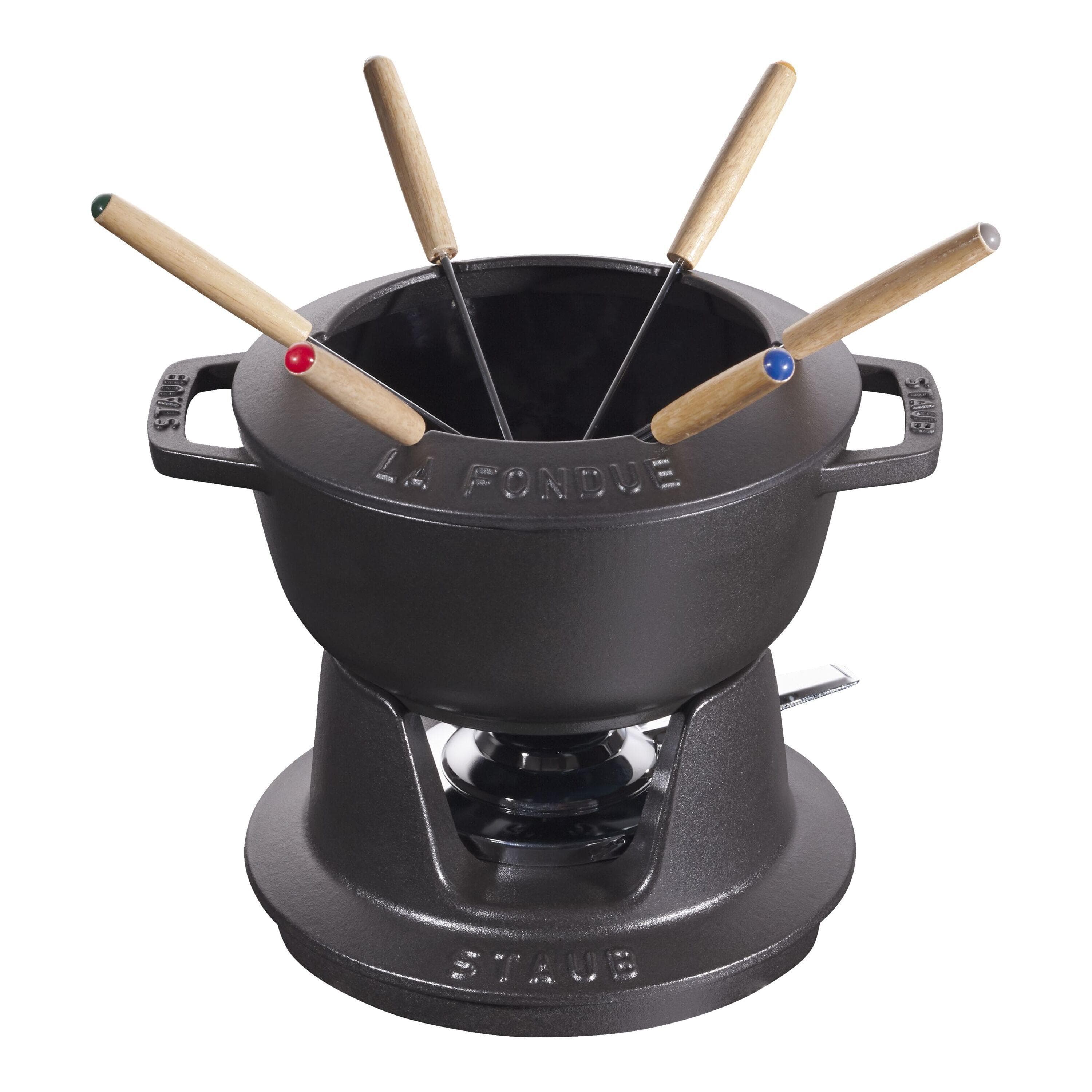 Staub Specialities Fondue Set 18 cm Schwarz Gusseisen