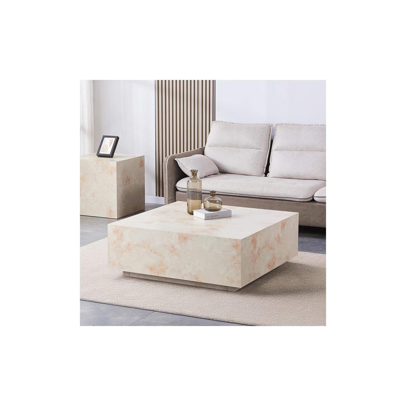 HOME DELUXE Couchtisch AMIRI XL Sandstein Marmoroptik