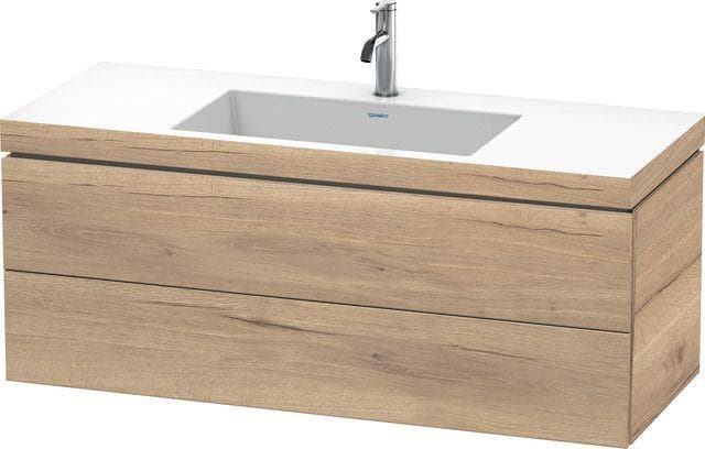 Modernes Waschtisch-Set aus Keramik in Eichenoptik