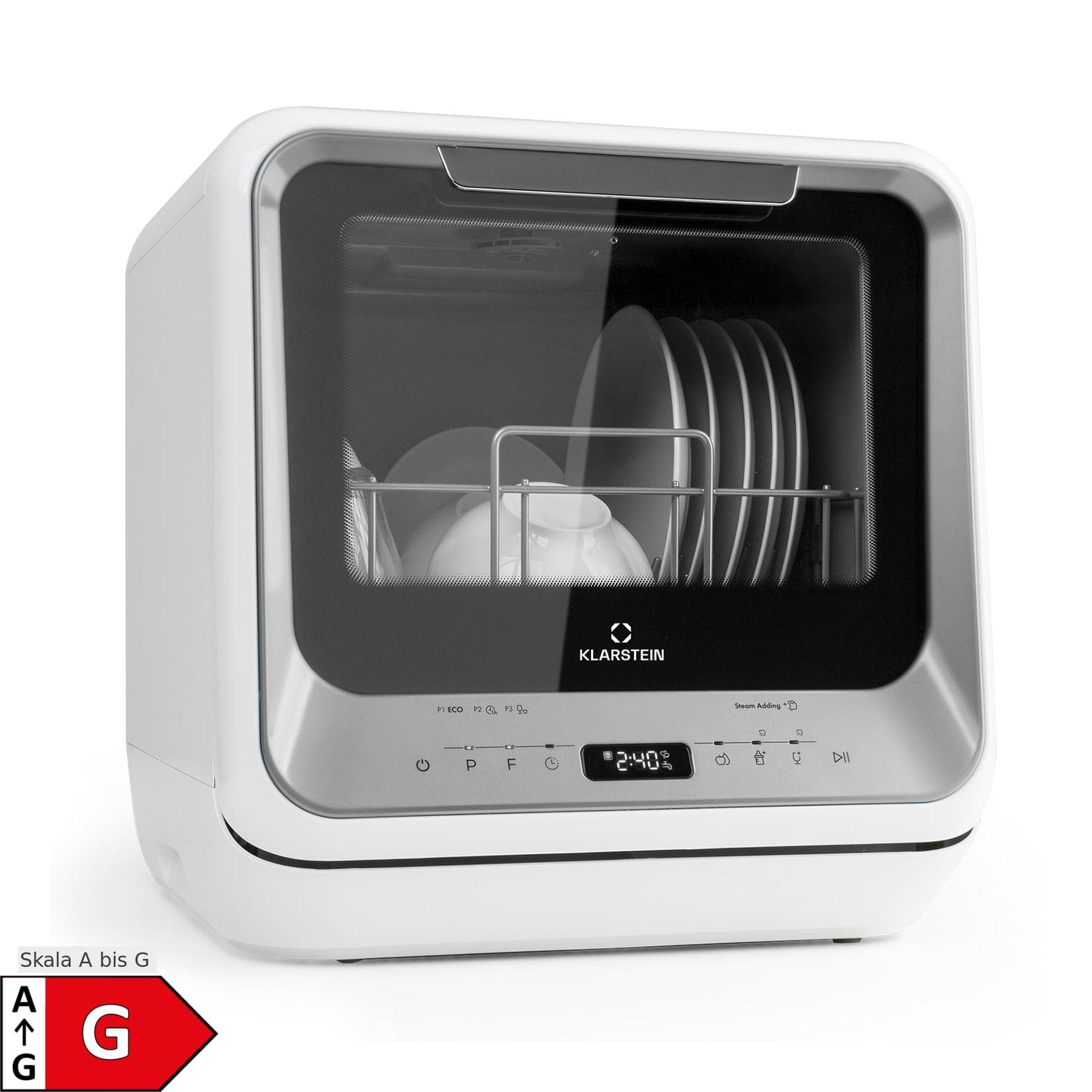 Amazonia Mini Geschirrspülmaschine 6 Programme LED-Display Silber