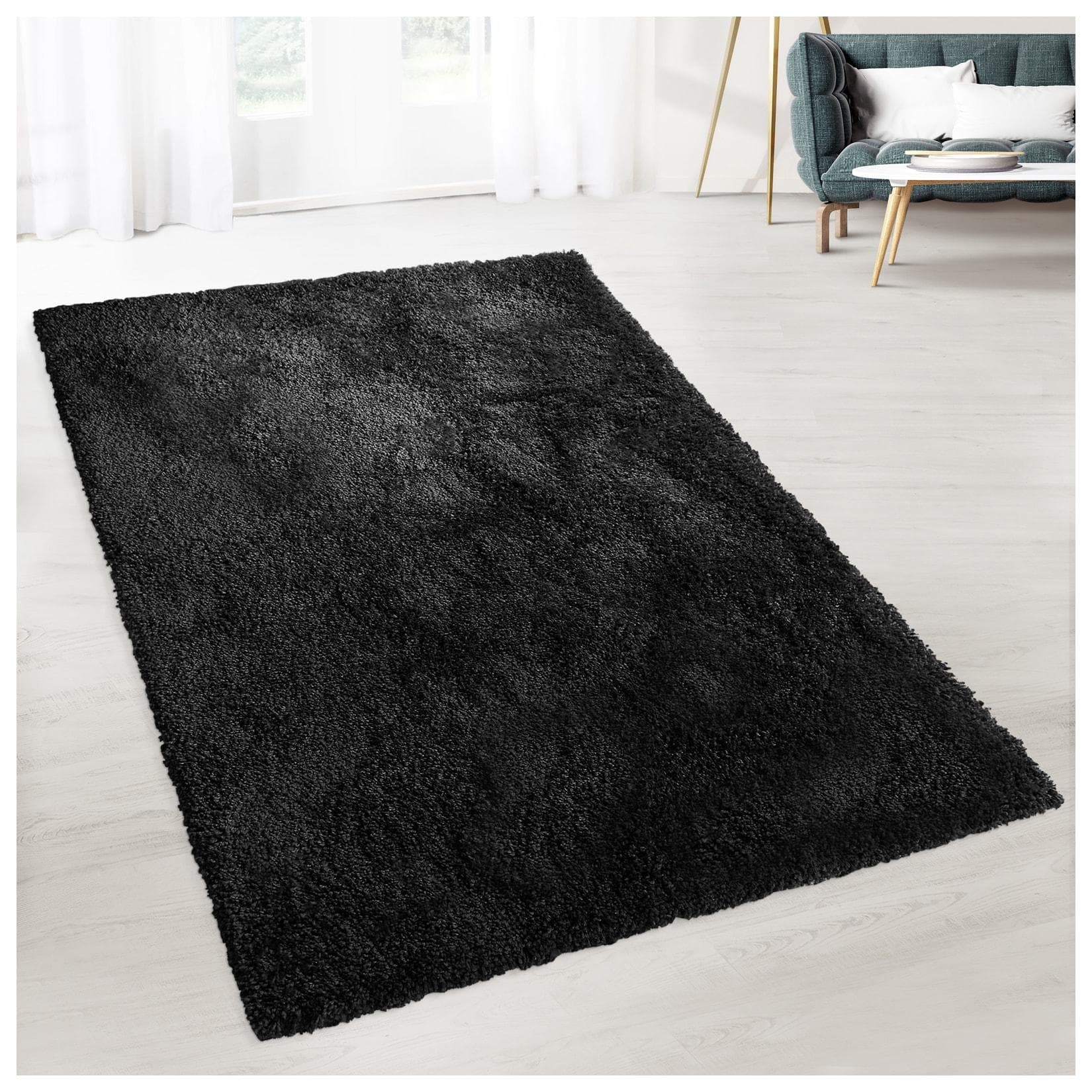 floordirekt Shaggy-Teppich Prestige Schwarz