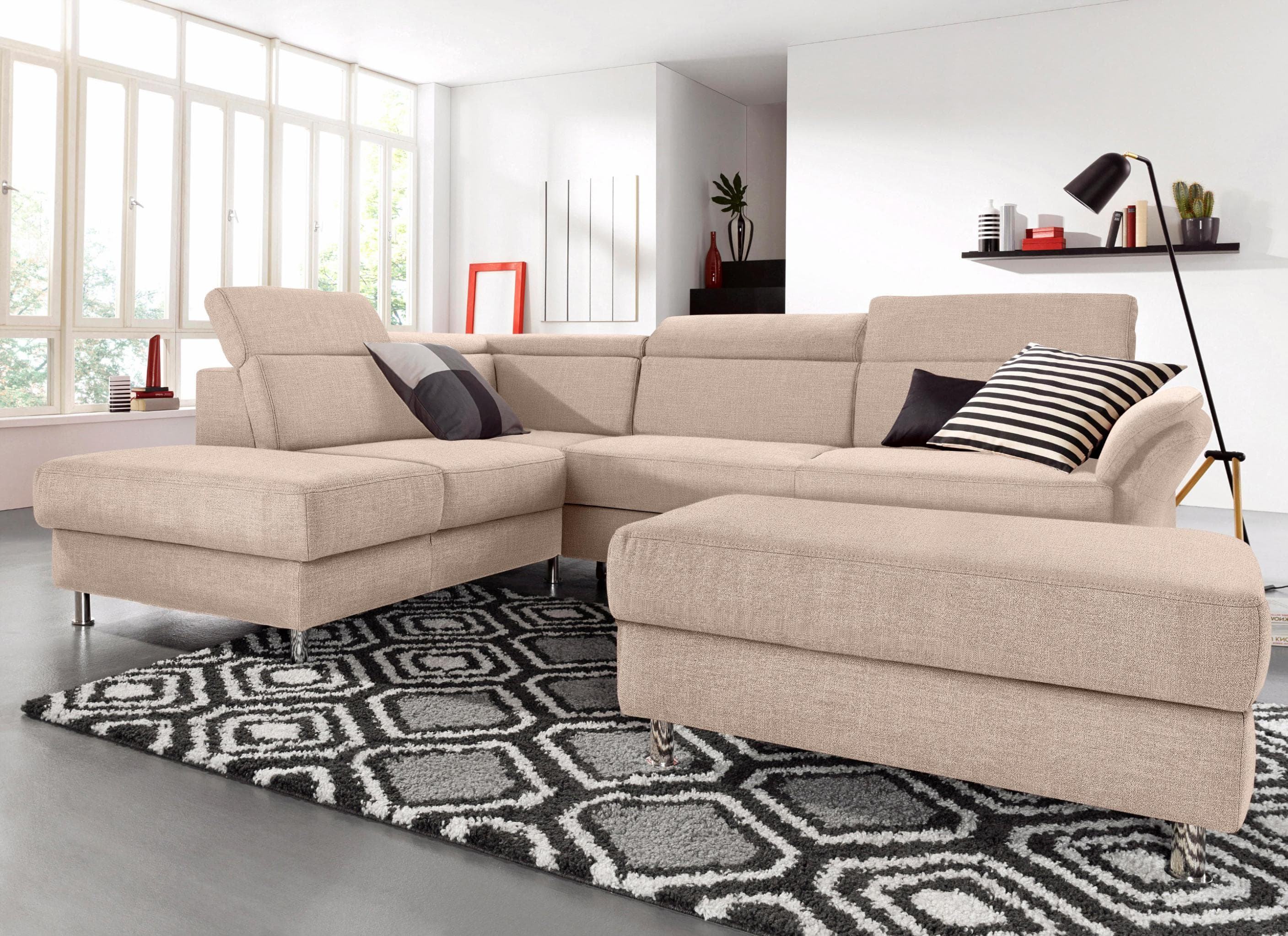 SIT & MORE Ecksofa Avignon L-Form Beige mit Bettfunktion