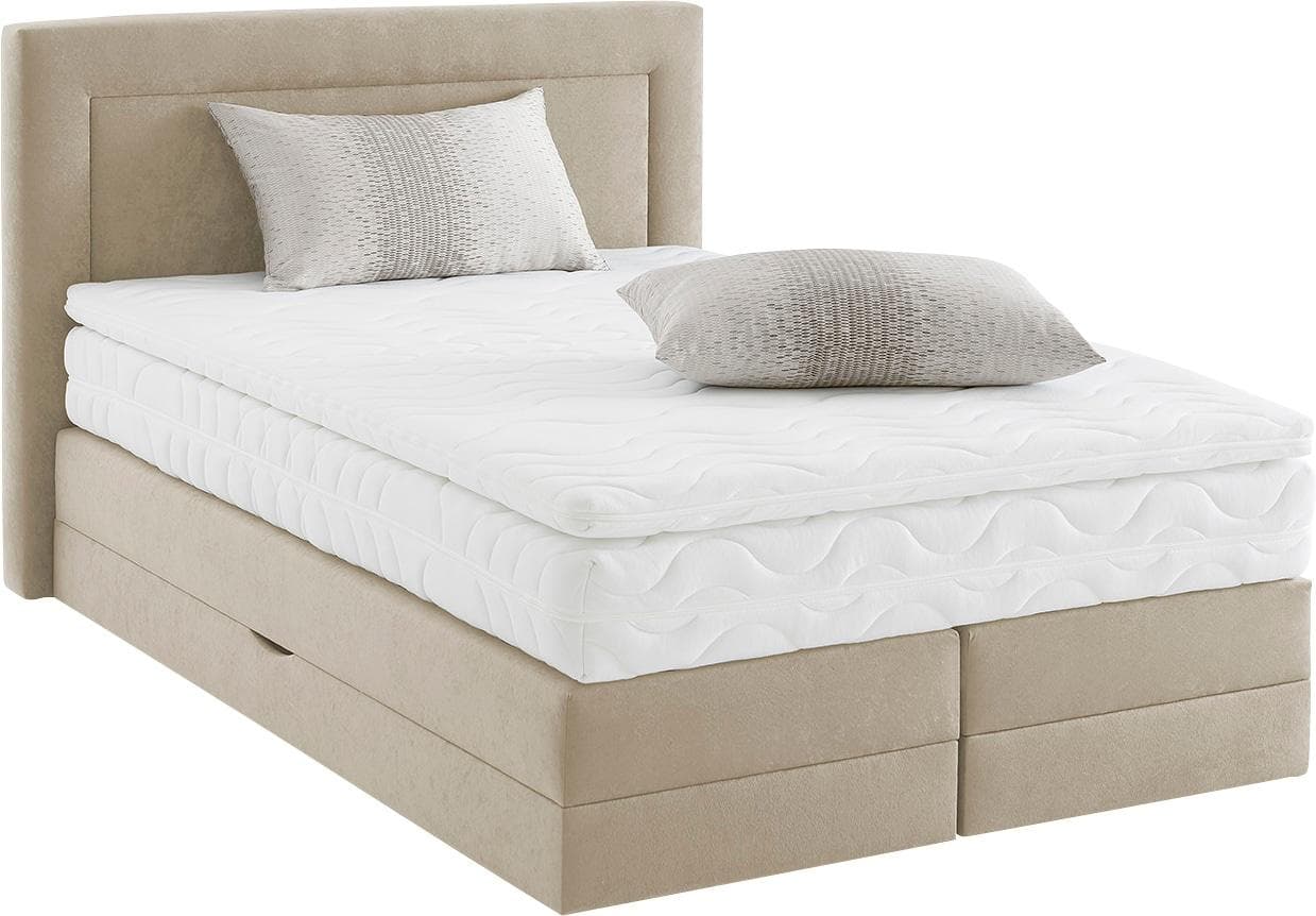 Westfalia Schlafkomfort Boxspringbett Beige mit Bettkasten