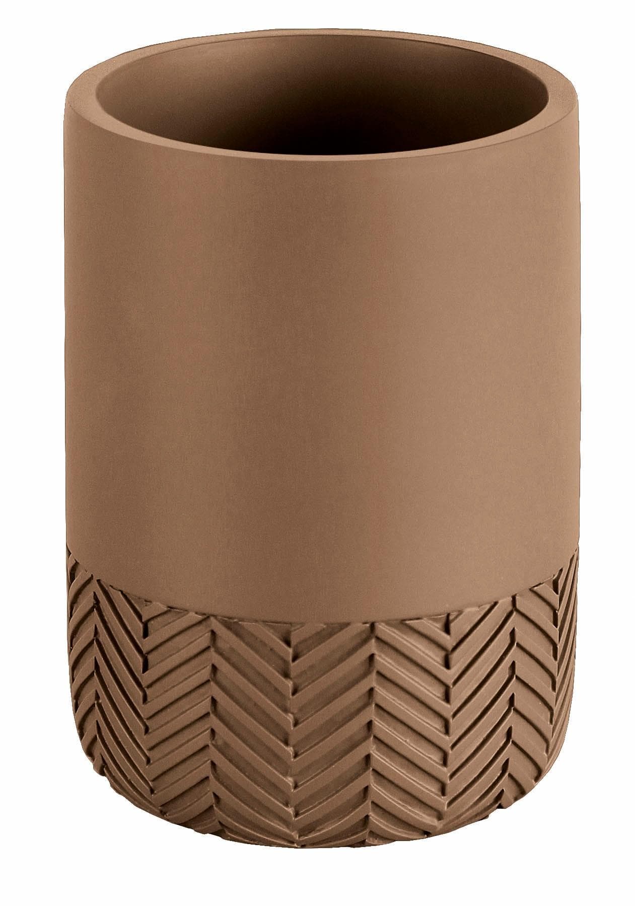 Zahnputzbecher Kleine Wolke Herringbone Braun Polyresin