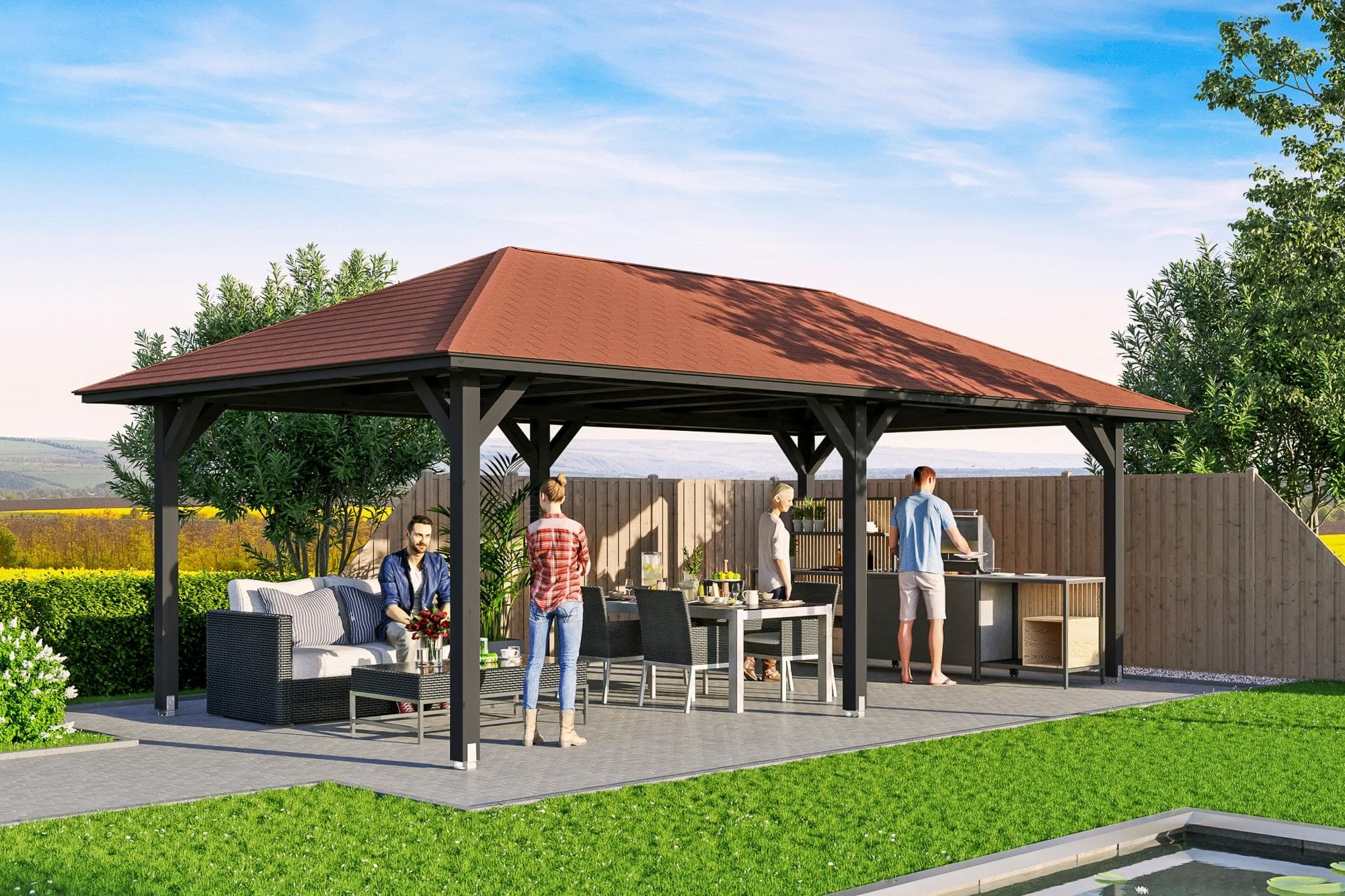 SKANHOLZ Pavillon Orleans 2 Anthrazit 4-Eck