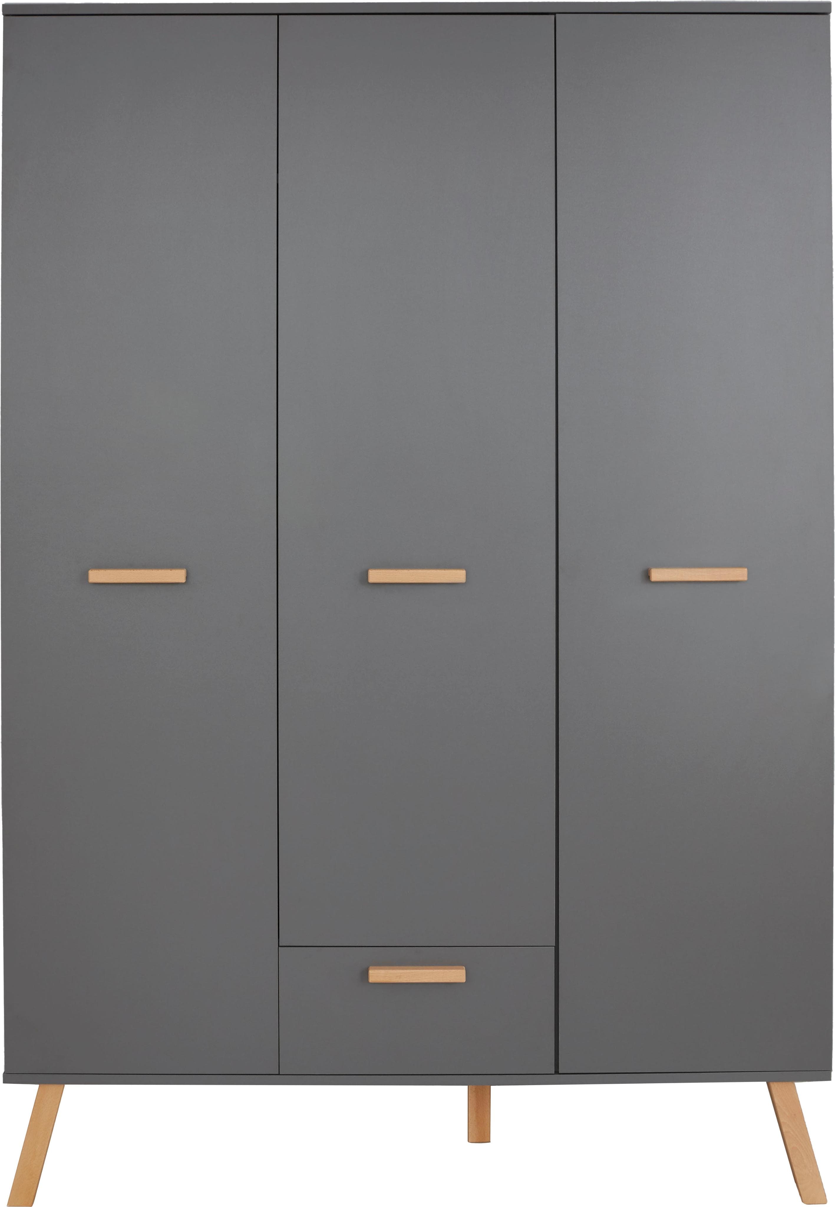 TRENDTEAM Mats Kleiderschrank Grau 3-türig mit Schubladen