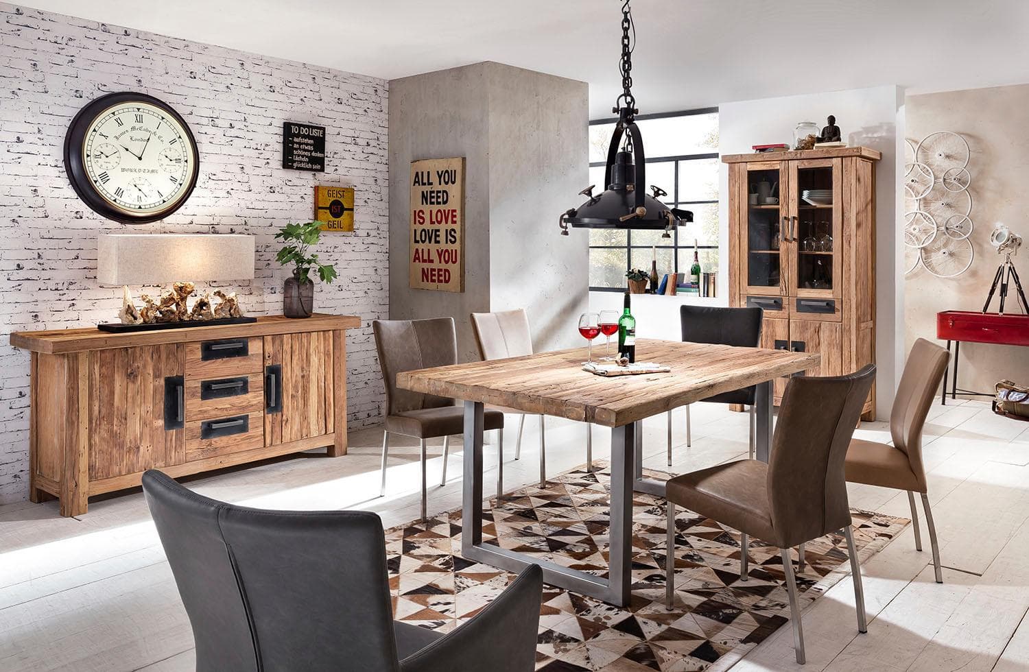 SIT Esstisch Tops&Tables Schwarz Rustikal Teakholz 240cm