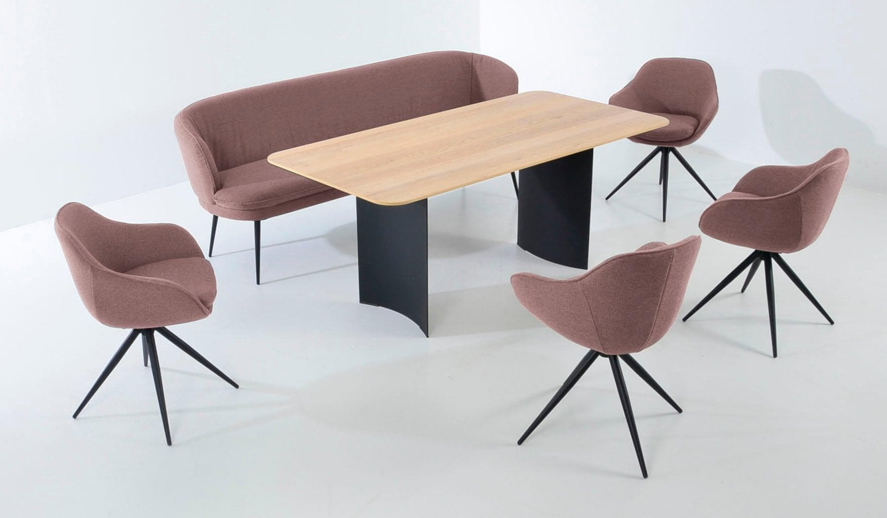 K+W Essgruppe ZOOM Rosa 6-tlg. mit Bank & 4 Sesseln