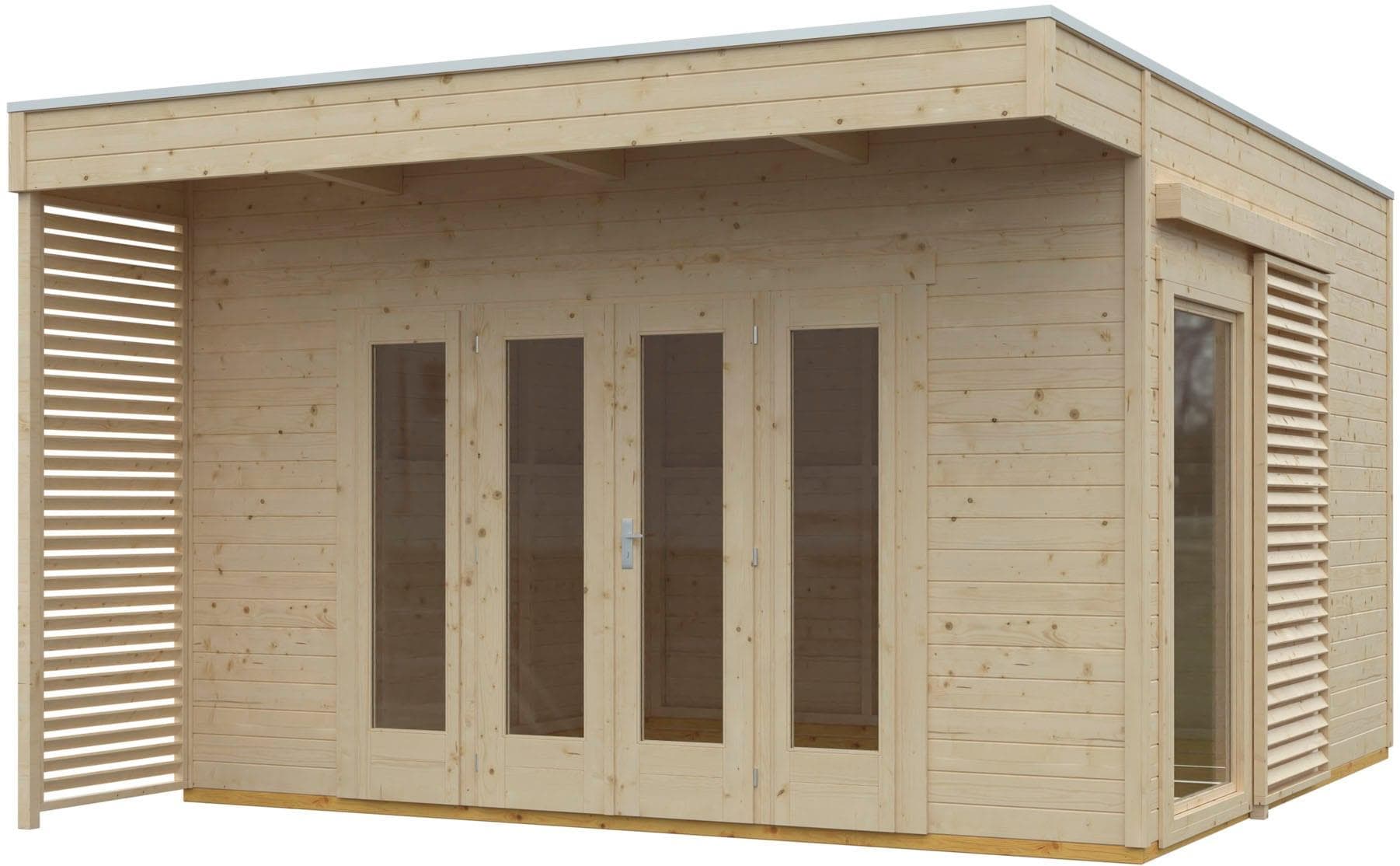 Gartenhaus SKANHOLZ Tokio 4 Beige Holzwerkstoff Flachdach