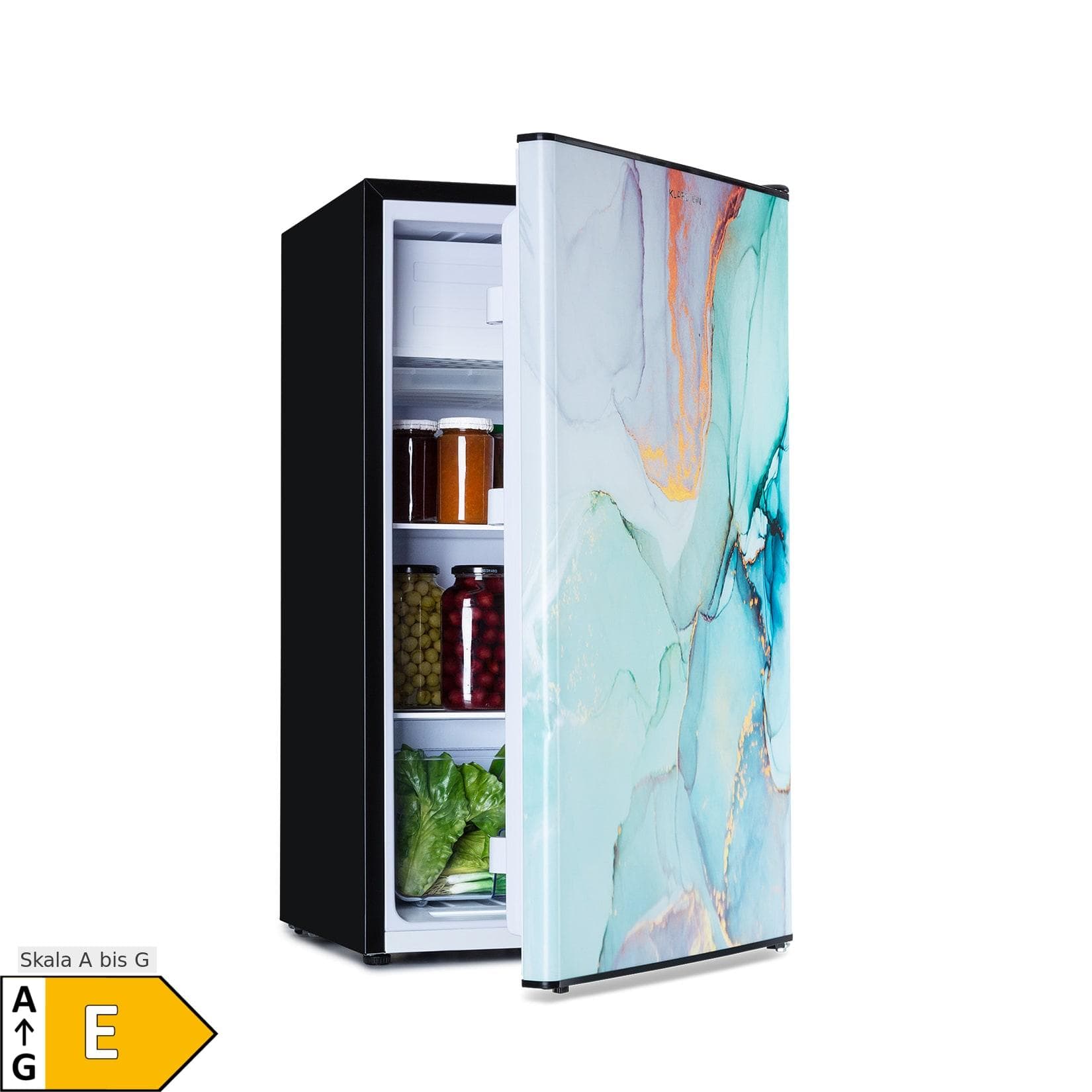 Klarstein CoolArt 79L Kühl-Gefrier-Kombination EEK E Gefrierfach 9l Designtür